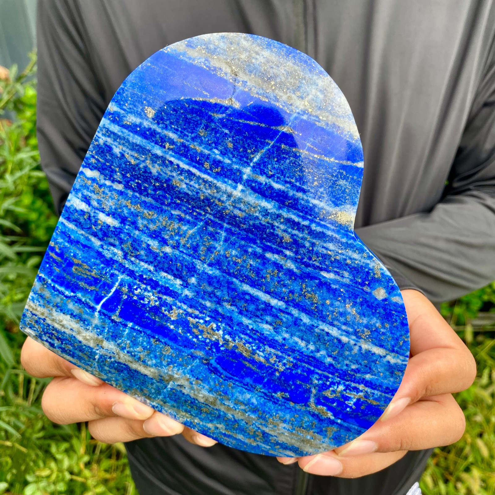 2.1LB Natural Polished Lapis Lazuli Heart Stone Chakra Healing Crystal Home De