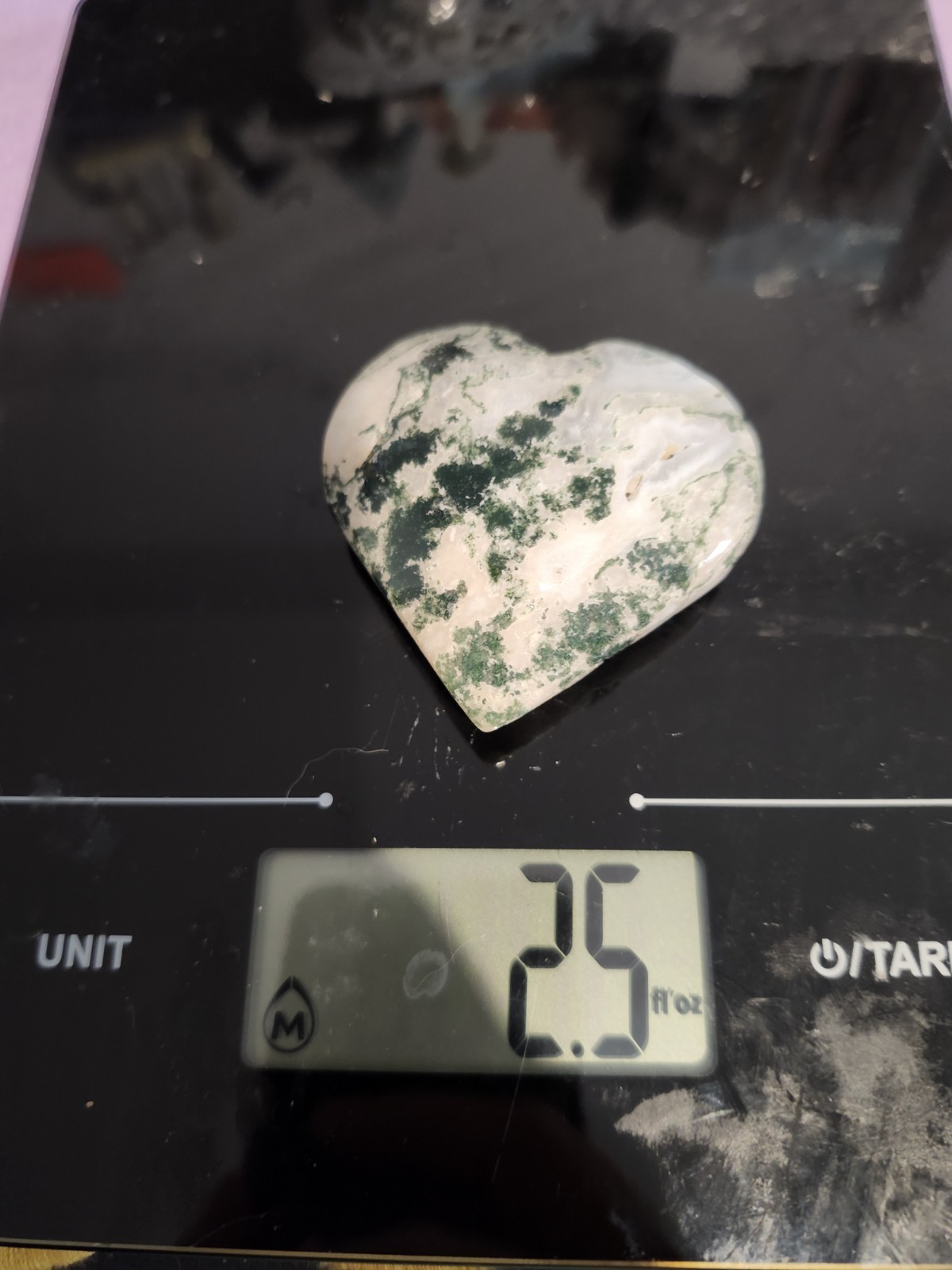 8pc Moss Agate 4 Hearts With 1 Stand,tower, 1 Wand With Golden Color Holder