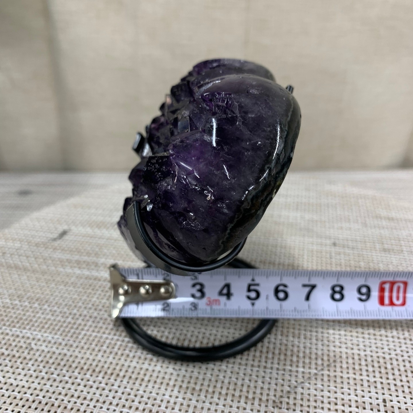 350G Natural Agate Amethyst Heart Crystal Pendant Healing Decor With Stand