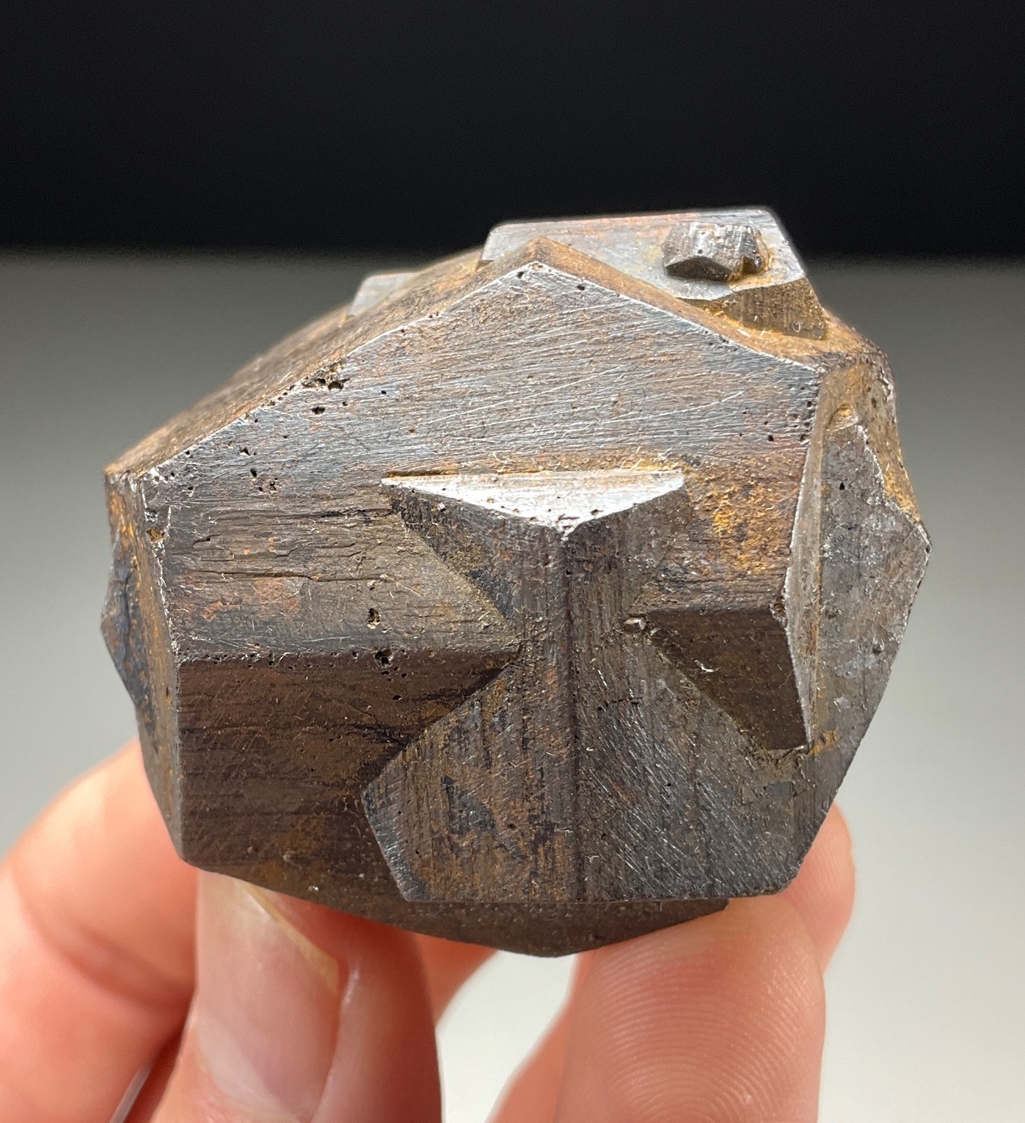 STUNNING GOETHITE OVER “IRON CROSS” TWINNED PYRITE FROM GACHALA, COLOMBIA