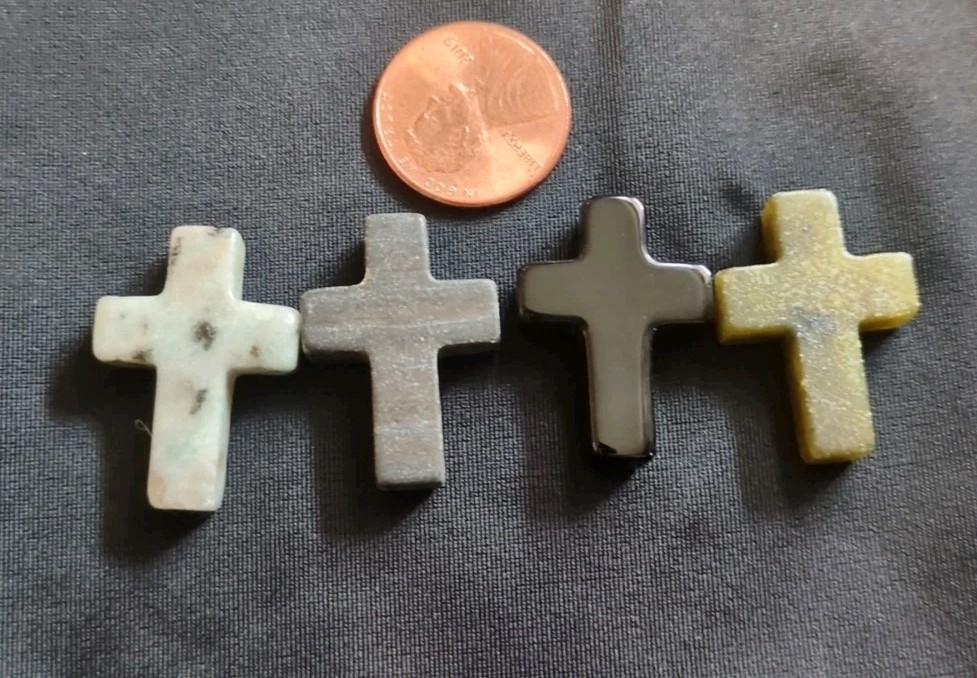 1″ Mini Crystal Crosses Natural Quartz Cross Shaped Worry Stones Charms – #2