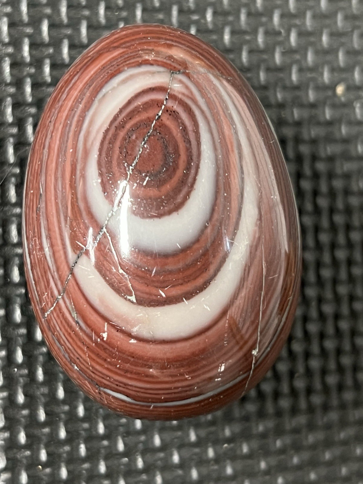 Polished Imperial Jasper Stone Egg. 2 1/2 in High, 1 3/4 in Wide. Preowned.