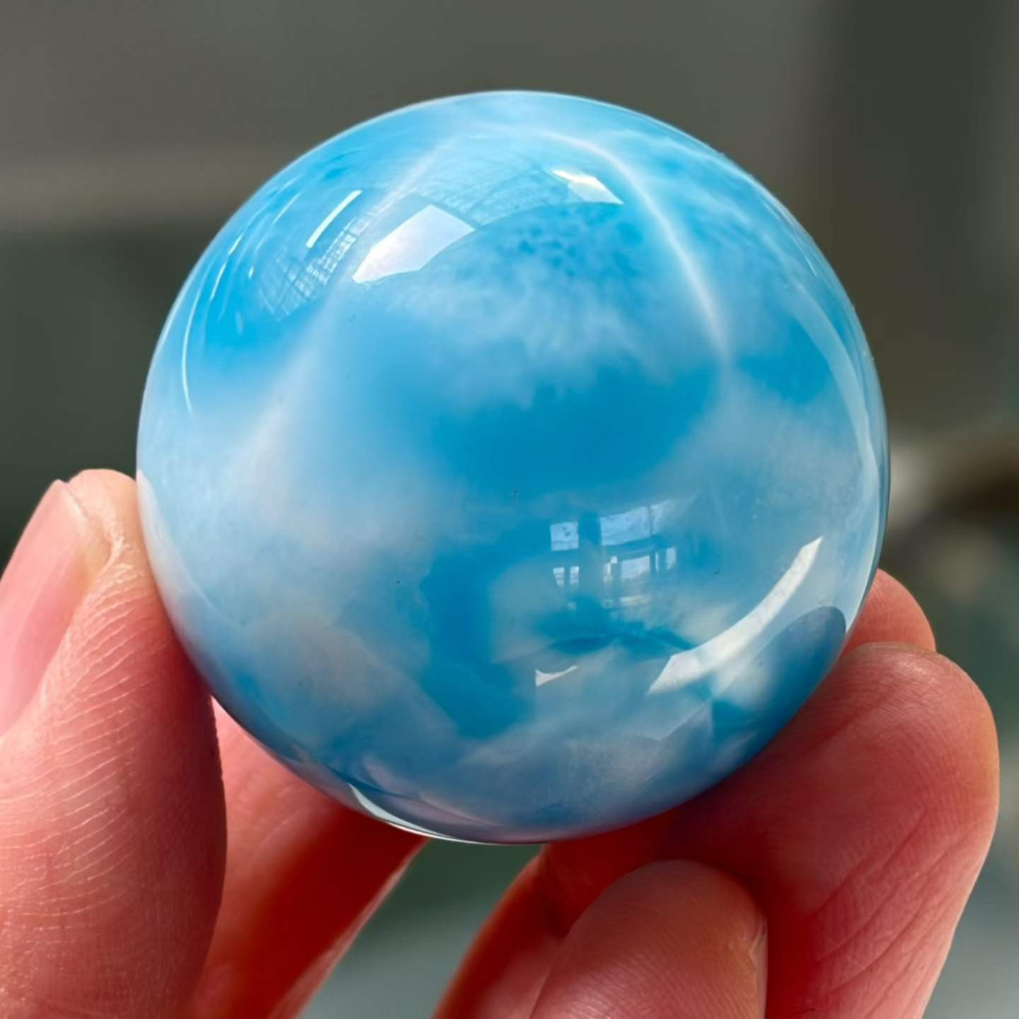36mm Natural Larimar Gemstone sphere quartz polished ball Reiki energy