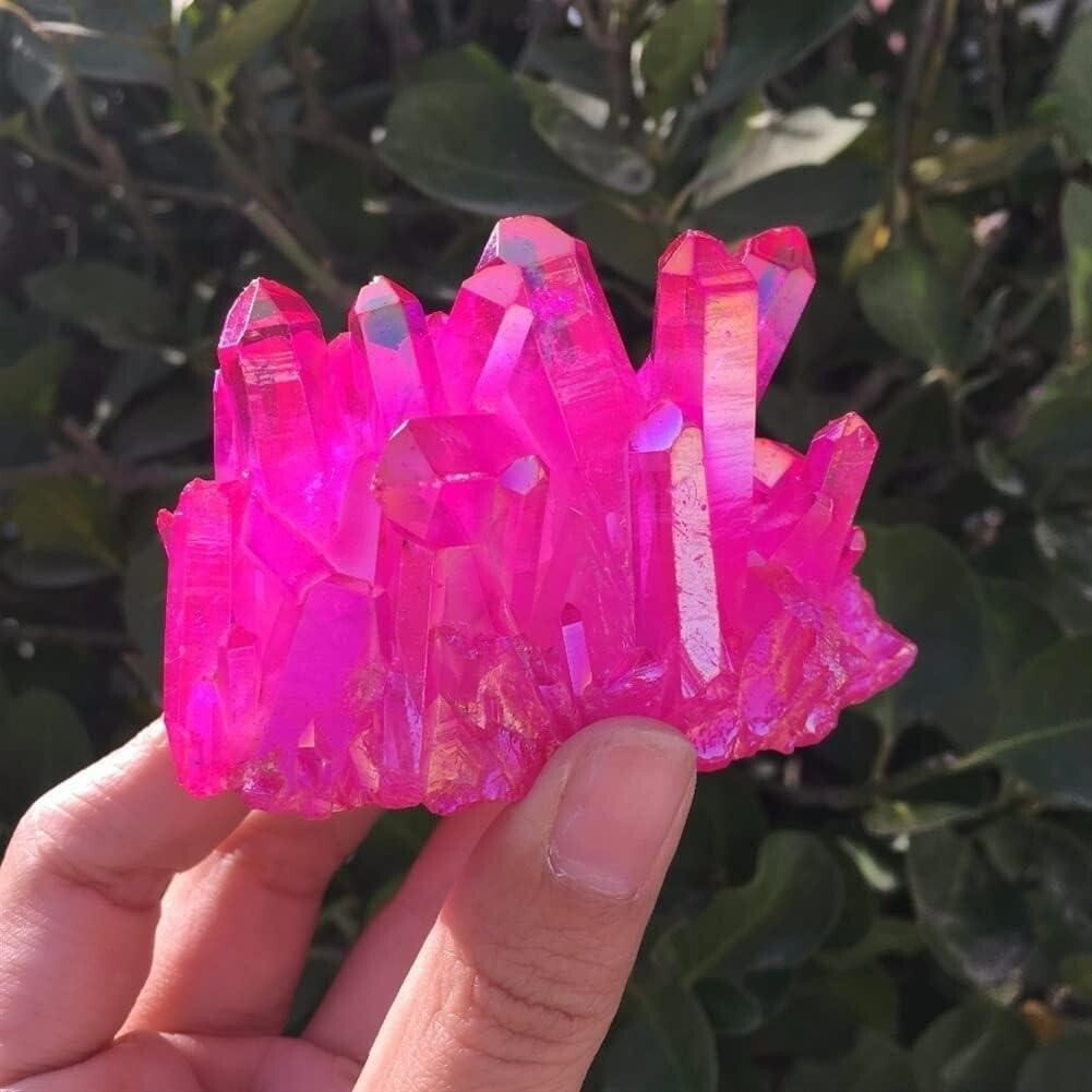 100g Aura Angel Hot Pink Quartz Cluster Crystal Specimen Minerals Home Decor