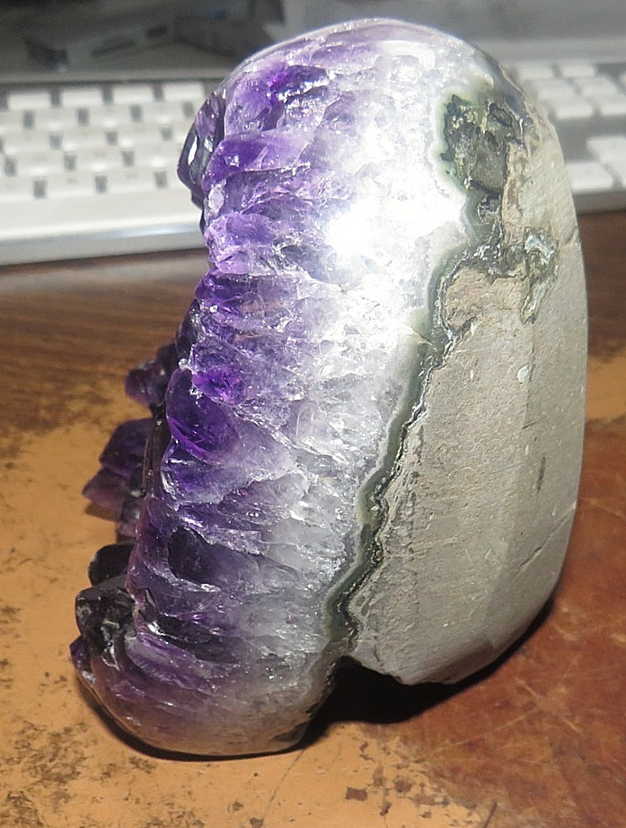 LARGE DEEP DARK AMETHYST CRYSTAL CLUSTER GEODE URUGUAY CATHEDRAL POLISHED RIM