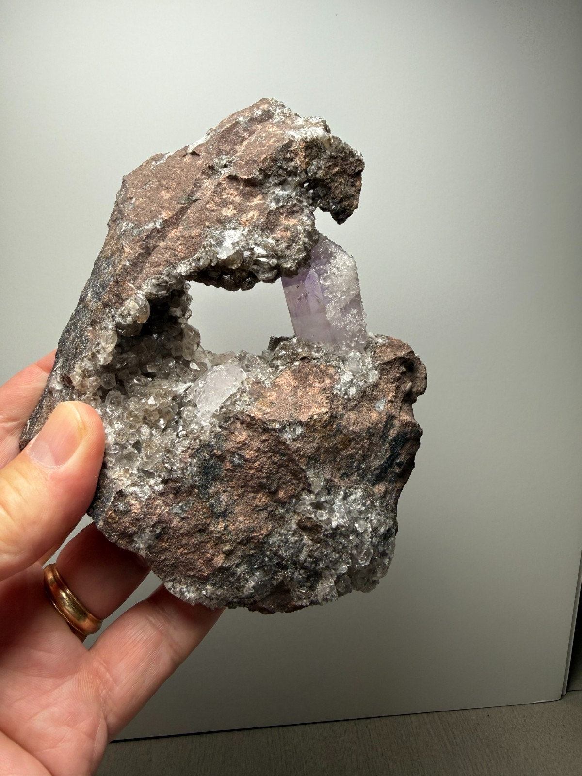 ONE-OF-A-KIND Goboboseb Amethyst Crystal w/ Analcime in UV Calcite Matrix-WOW!!