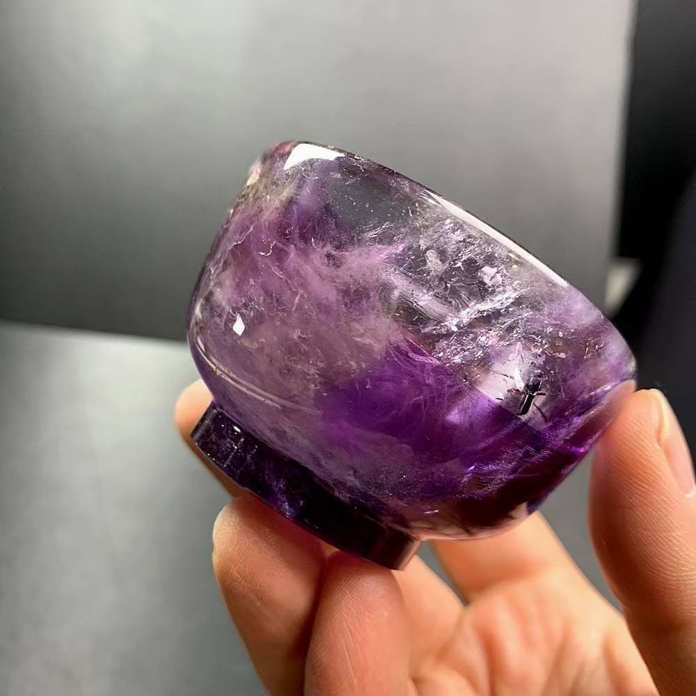 150g Natural Amethyst Quartz Carved Bowl Crystal Mineral reiki Decor
