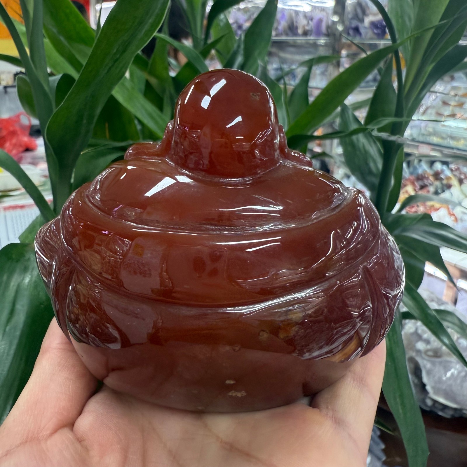 1.1LB Natural Red agate hand carved Buddha Quartz Crystal reiki healing random