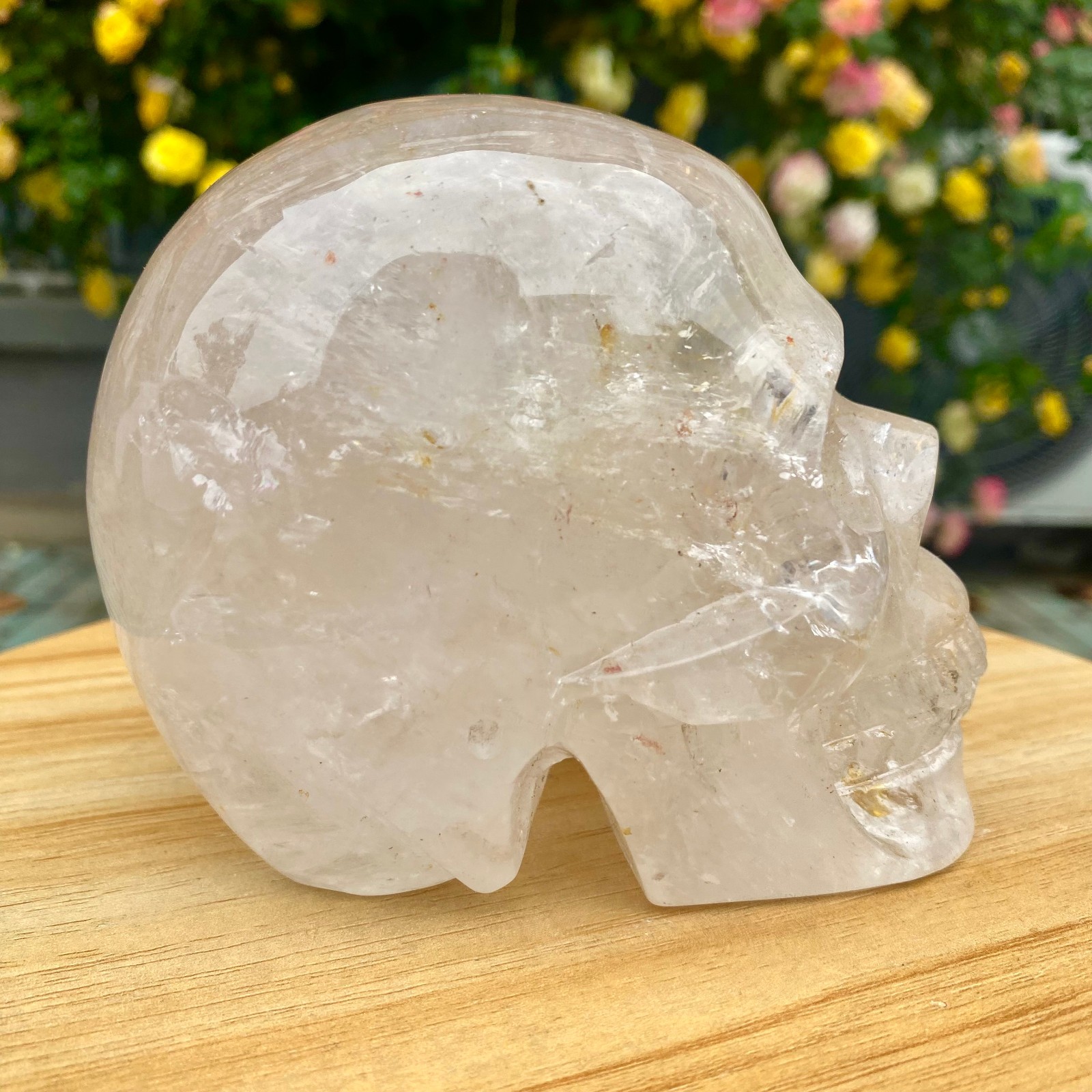 3.08LB TOP! White melting quartz hand carved crystal skull gem reiki healing