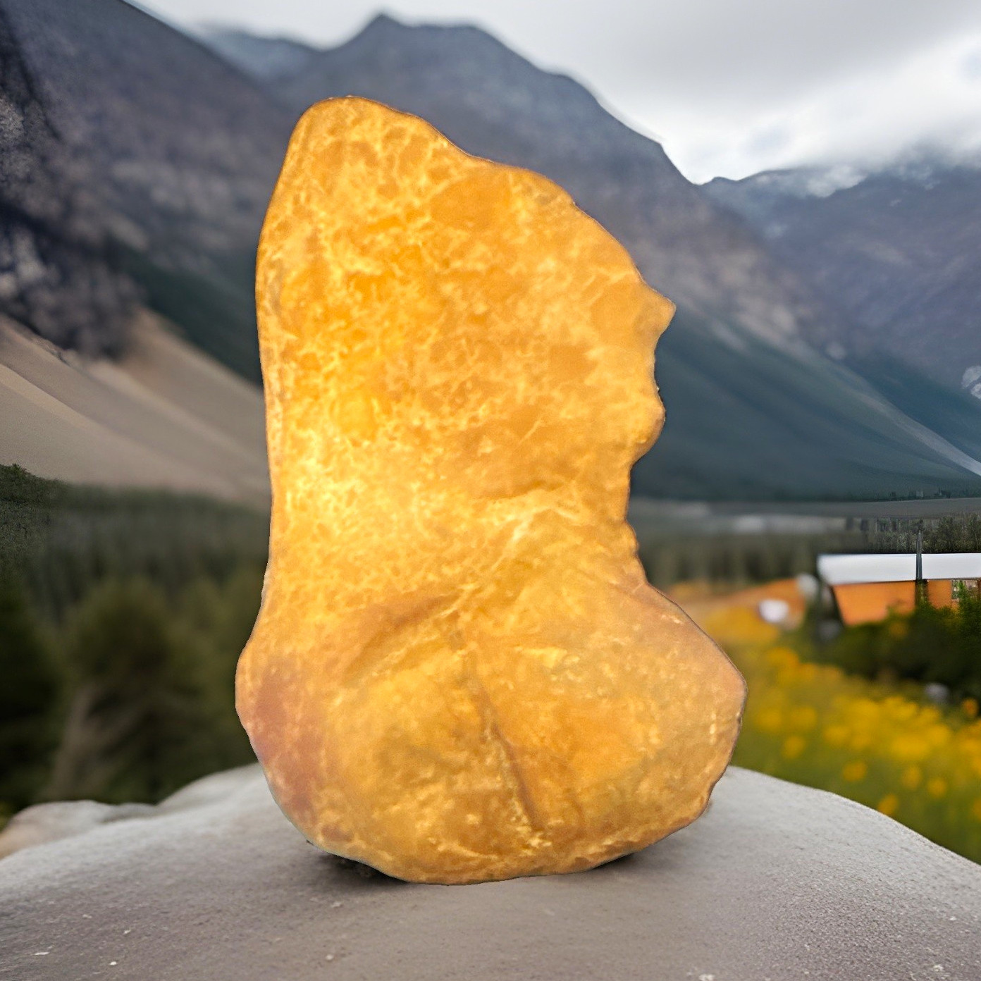 Gold ore Specimen , As Pictured resembles large gold nugget . 3 inches by 1 1/2
