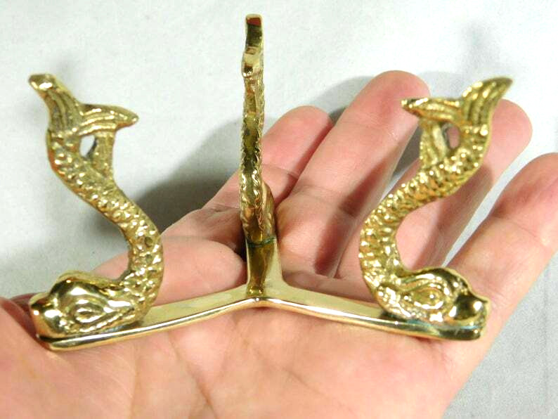 Sphere Stand DOLPHIN Design Brass Color Medium Size