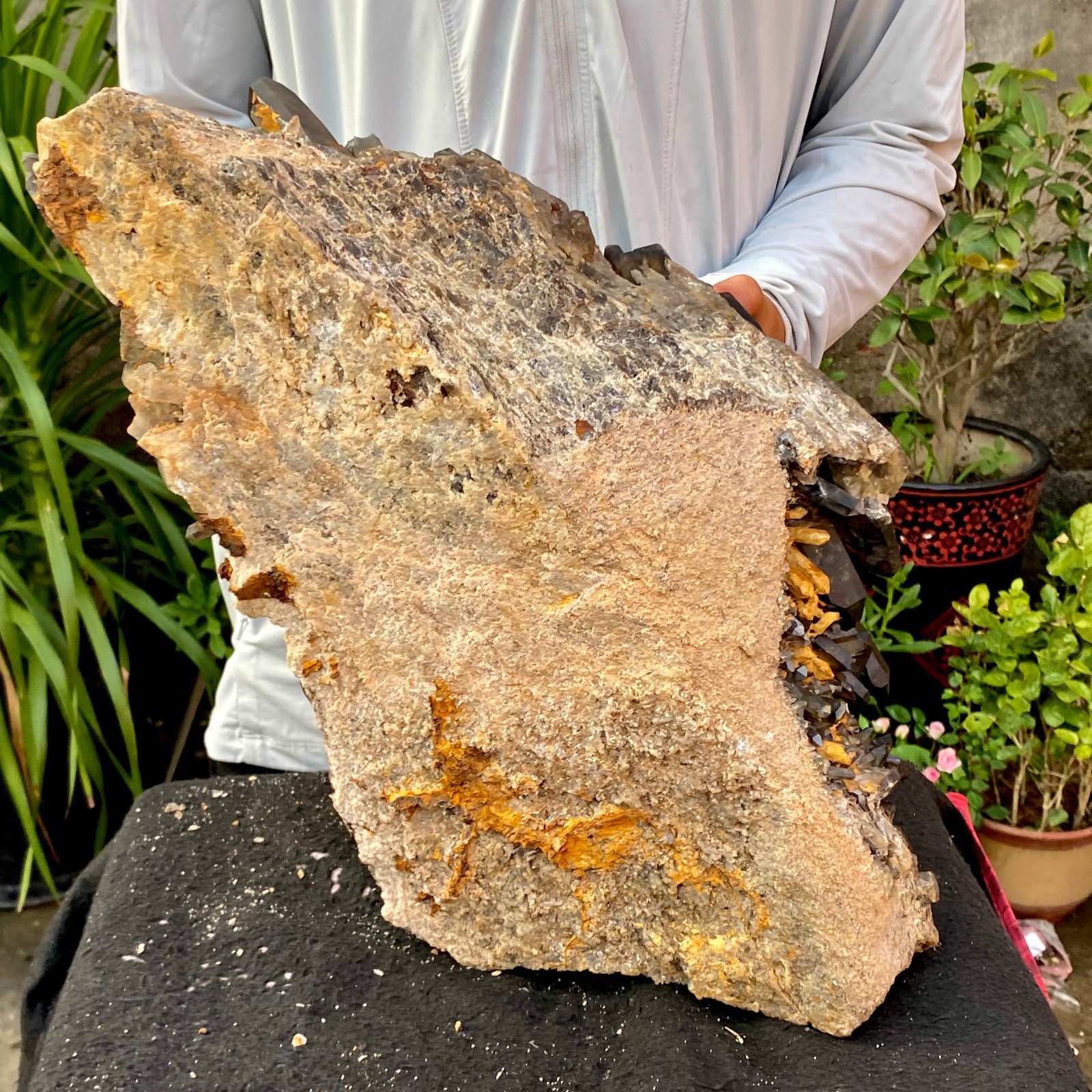 40.43LB Large Natural Black Smoky Quartz Crystal Cluster Raw Mineral Specimen