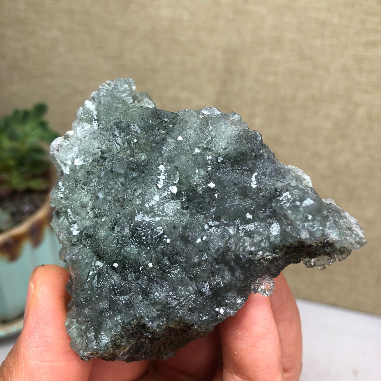 78g NATURAL Green Cubic FLUORITE Crystal Cluster Mineral Specimen A4734