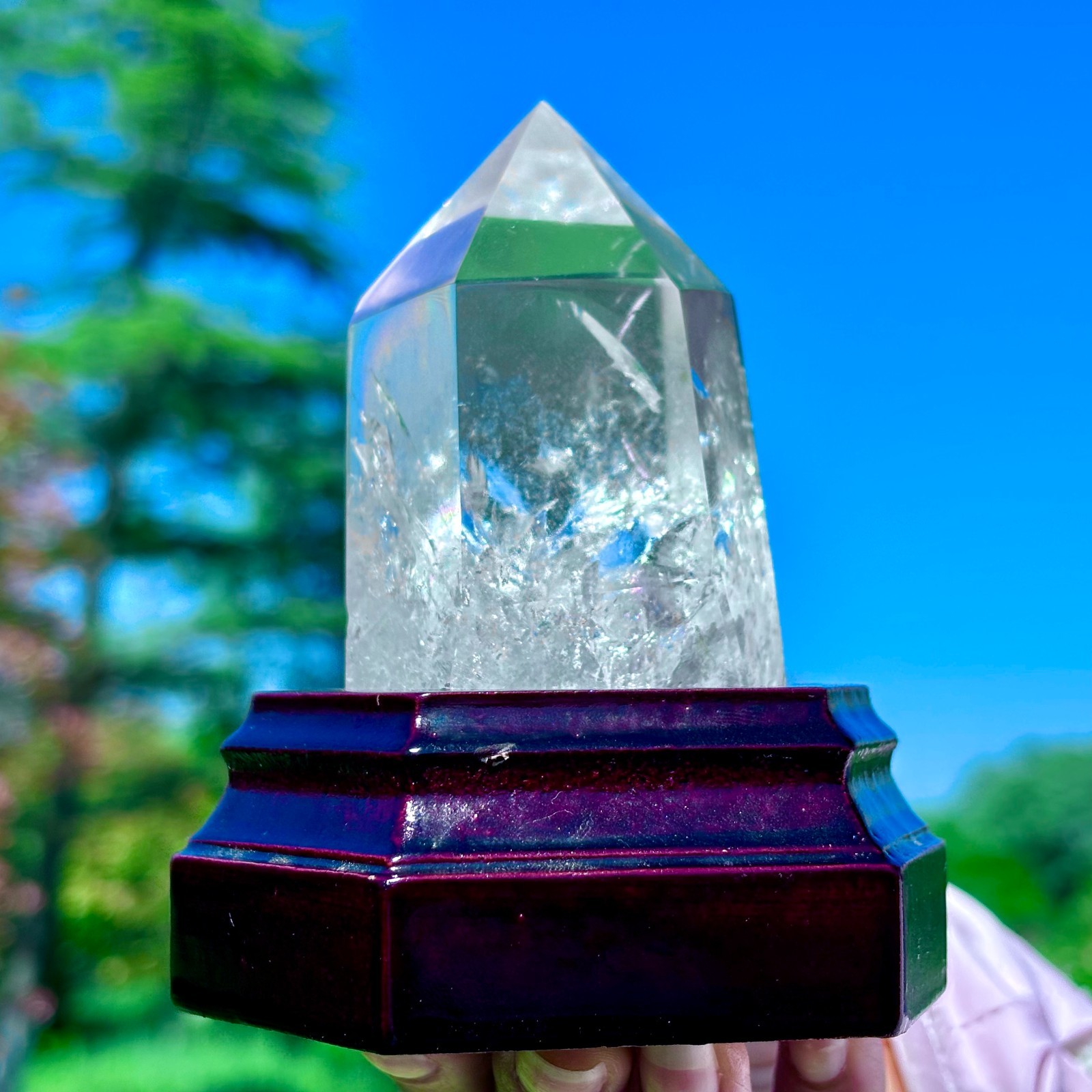 274G Natural Clear White Crystal Obelisk Transparent Quartz Energy Column Reik