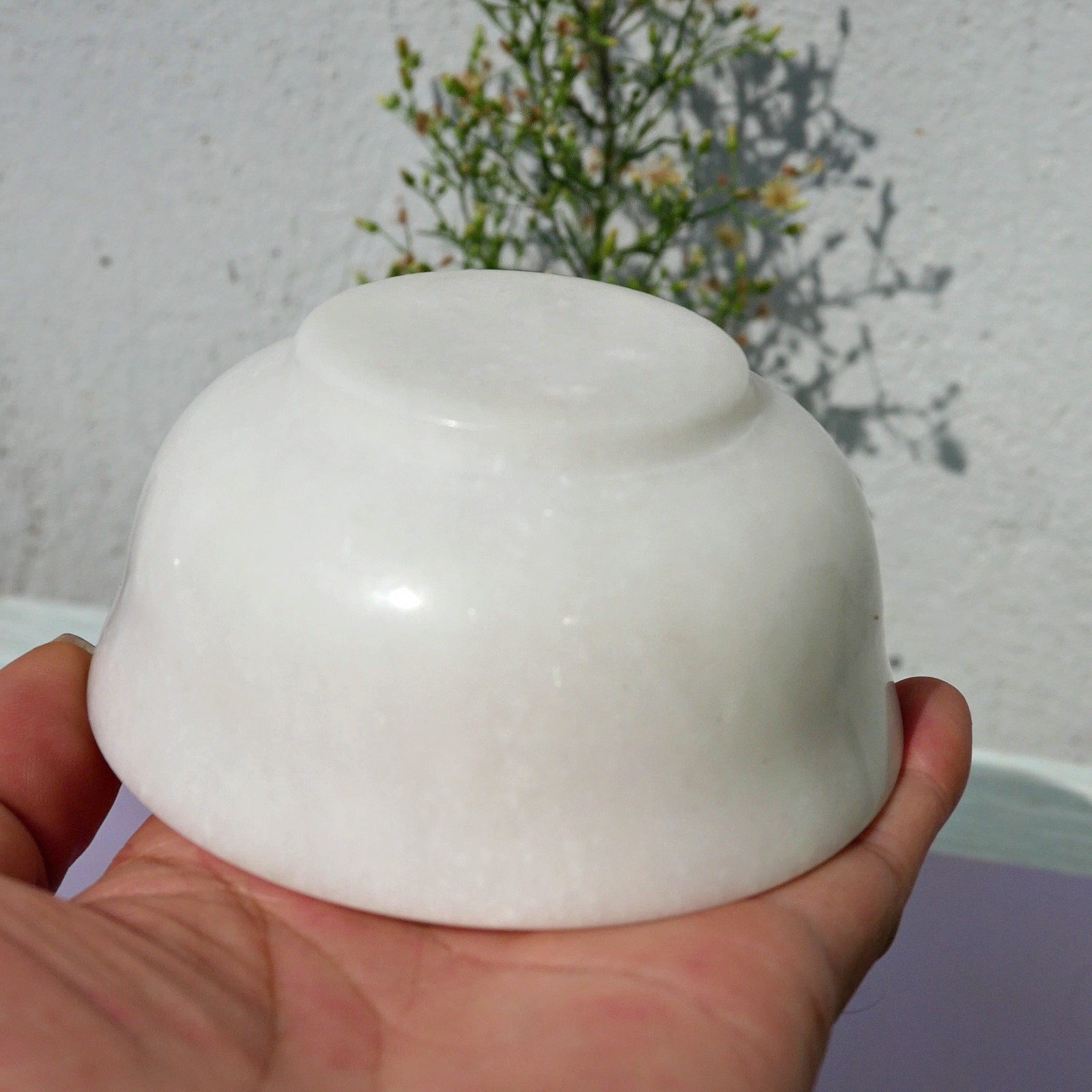 3.9″ White Jade Bowl Natural Crystal Carved Gems Dish Holder Healing Decor Gift