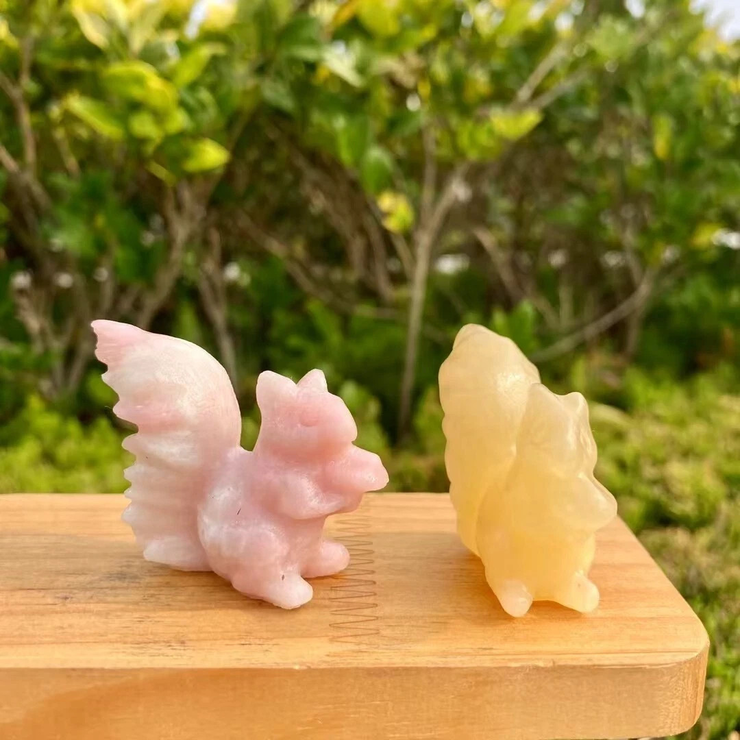 1pcs Natural mixed Quartz Carved crystal Squirrel Reiki Decor Random