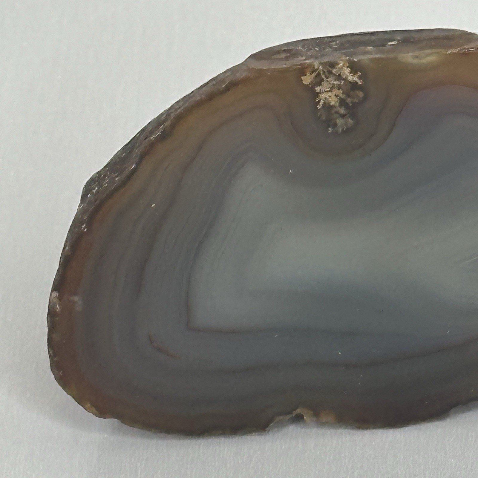 Polished Agate Approximately 3 1/8″ x 2 7/8″ Residual Glue Banded Sample #4