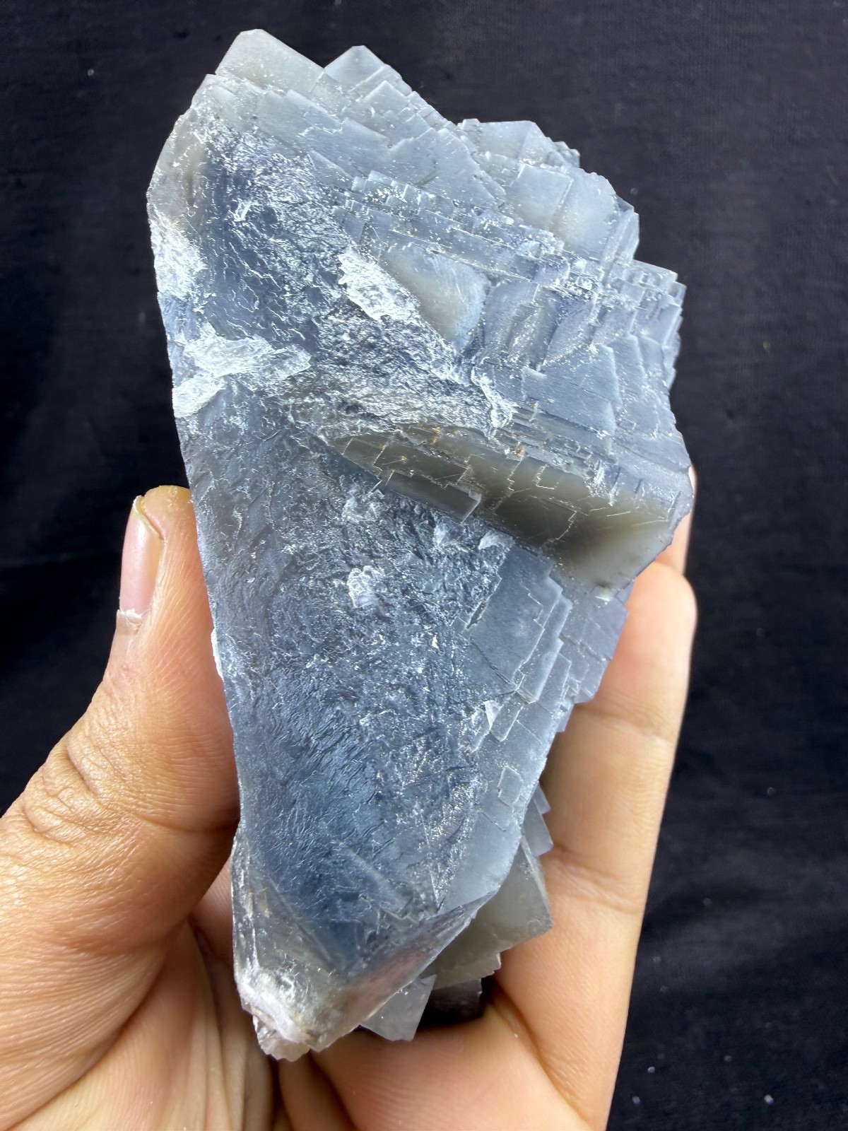 492g Natural Grey Cubic Fluorite Crystal Cluster – Pakistan Specimen