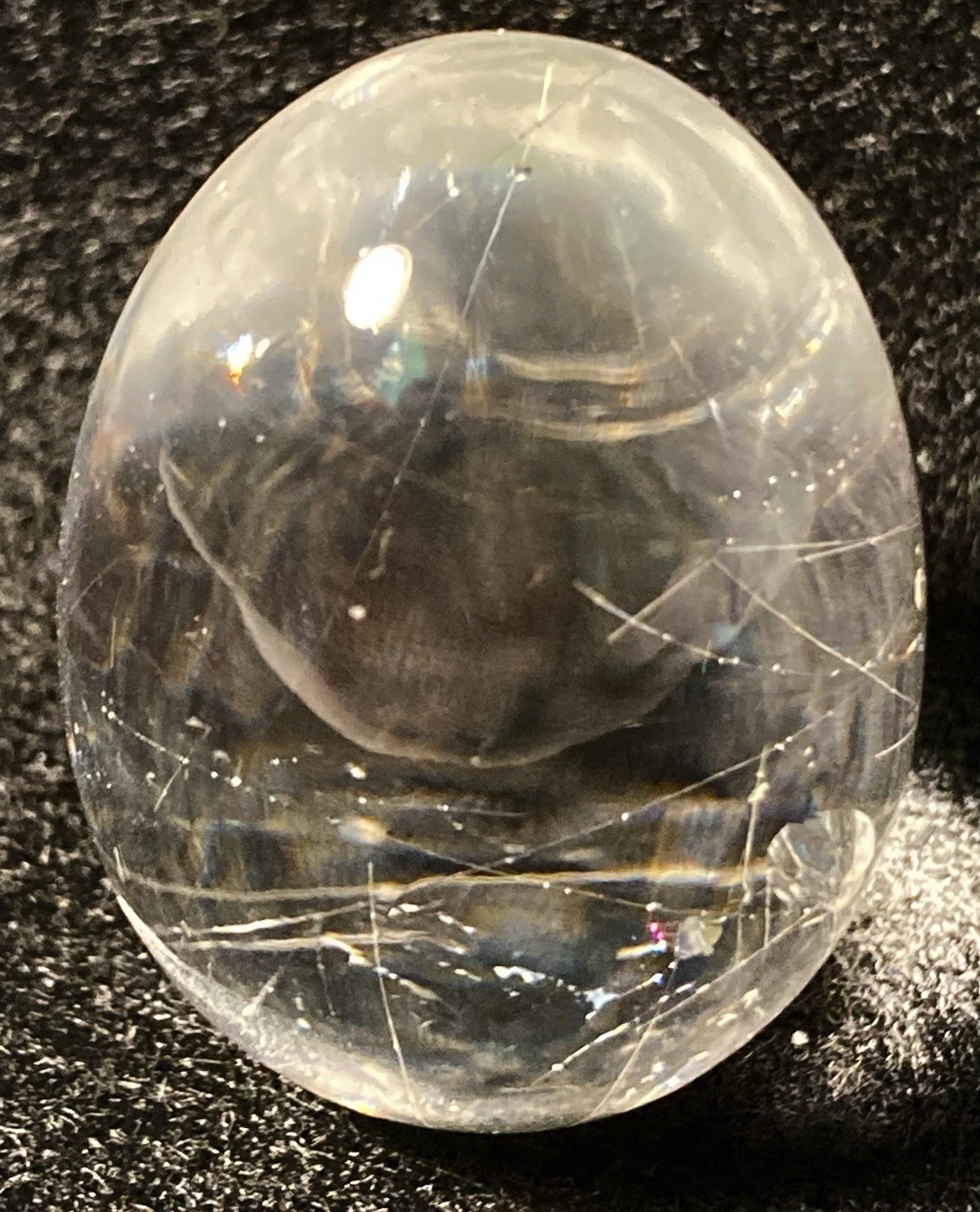 Rutilated Quartz natural fine Egg clear 33 grams 1.5”across hairy mineral