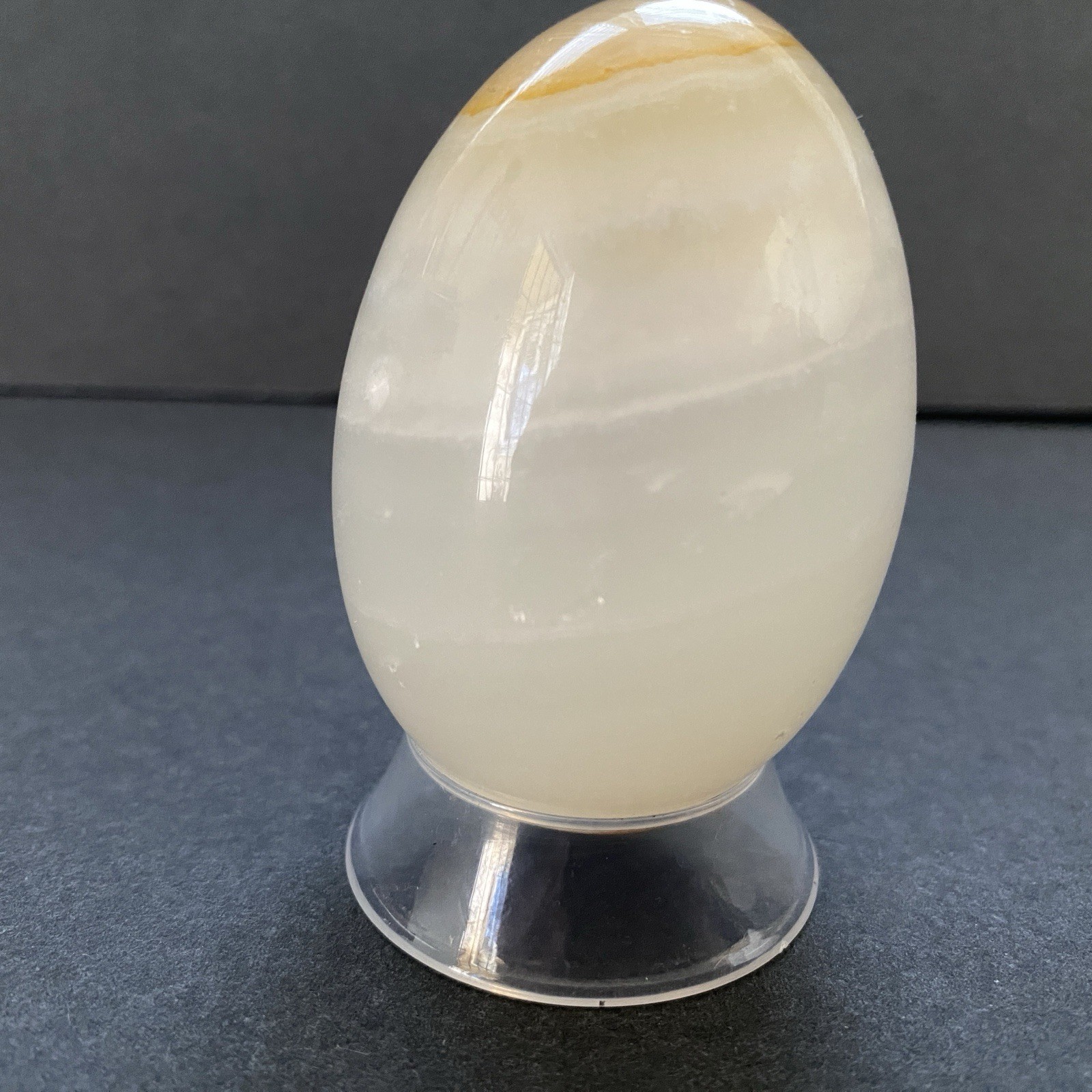 Natural Onyx Stone Egg With Stand Hand Polished Banded Agate Calcite Crystal