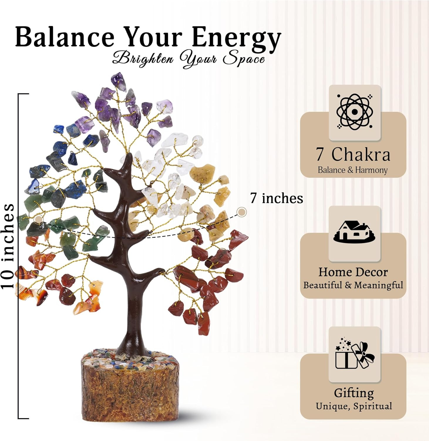 7 Chakra Tree of Life, Gemstone Tree, Birthday Gifts for Women, Crystal Home Dec