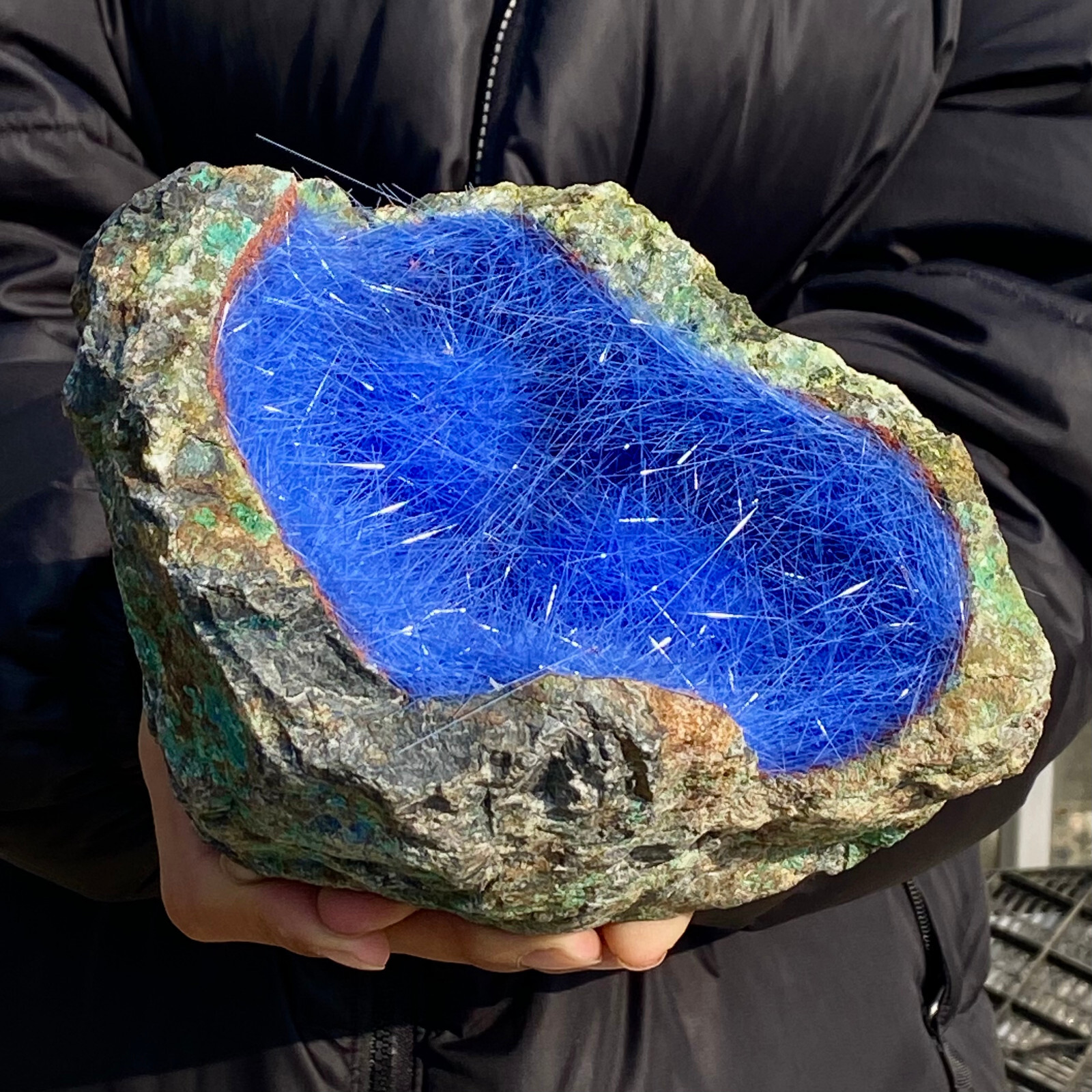 7.17LB Natural Blue Needle Iron Ore Mineral , Original Ore Quartz Crystal