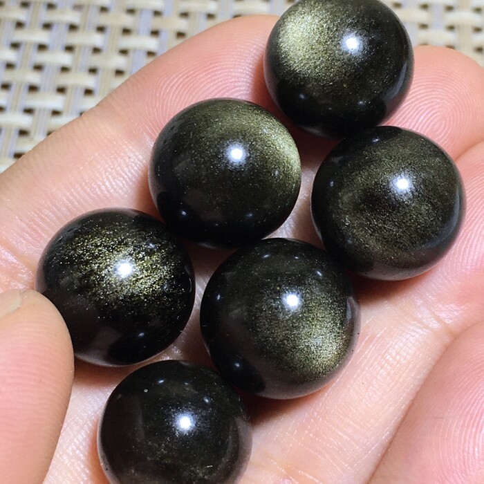 6pcs NATURAL CATS EYE OBSIDIAN QUARTZ CRYSTAL SPHERE BALL RARE 20mm