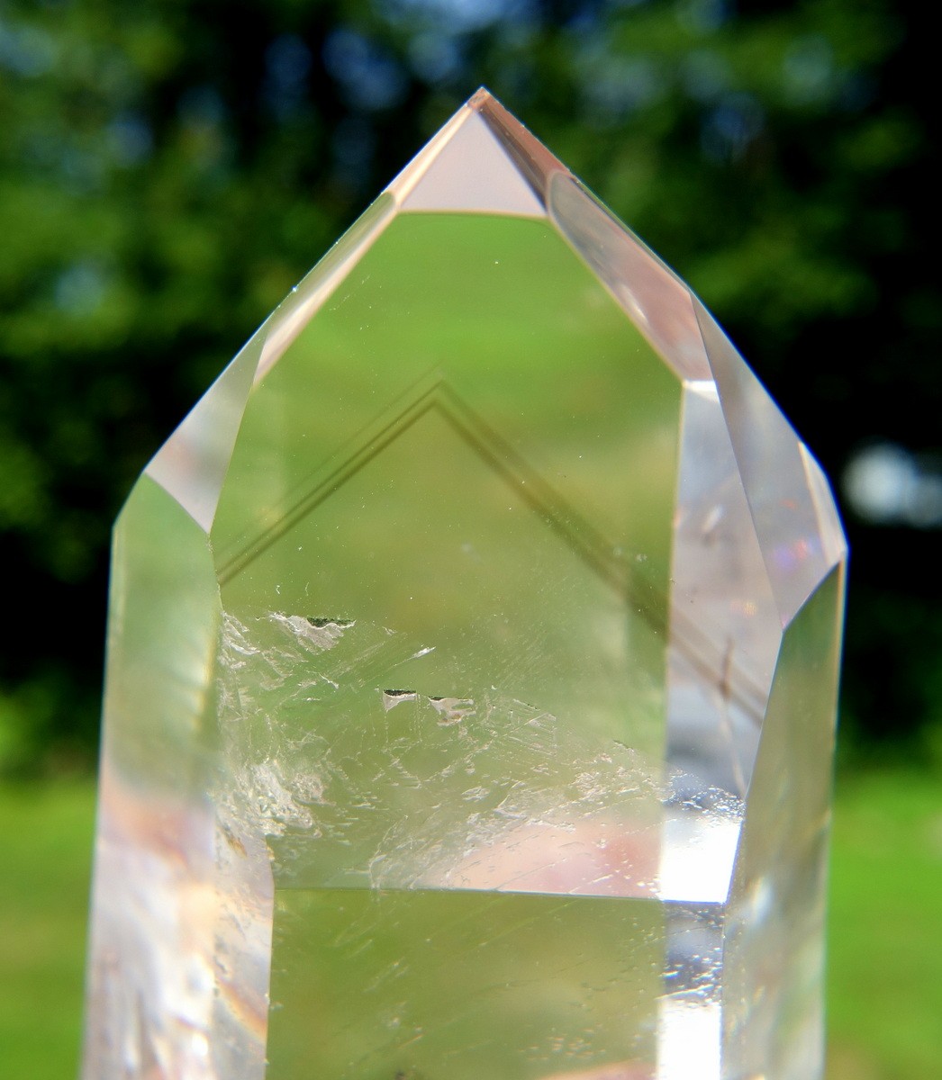 Lemurian Quartz Channeling Crystal with Phantom and Rainbows Polished