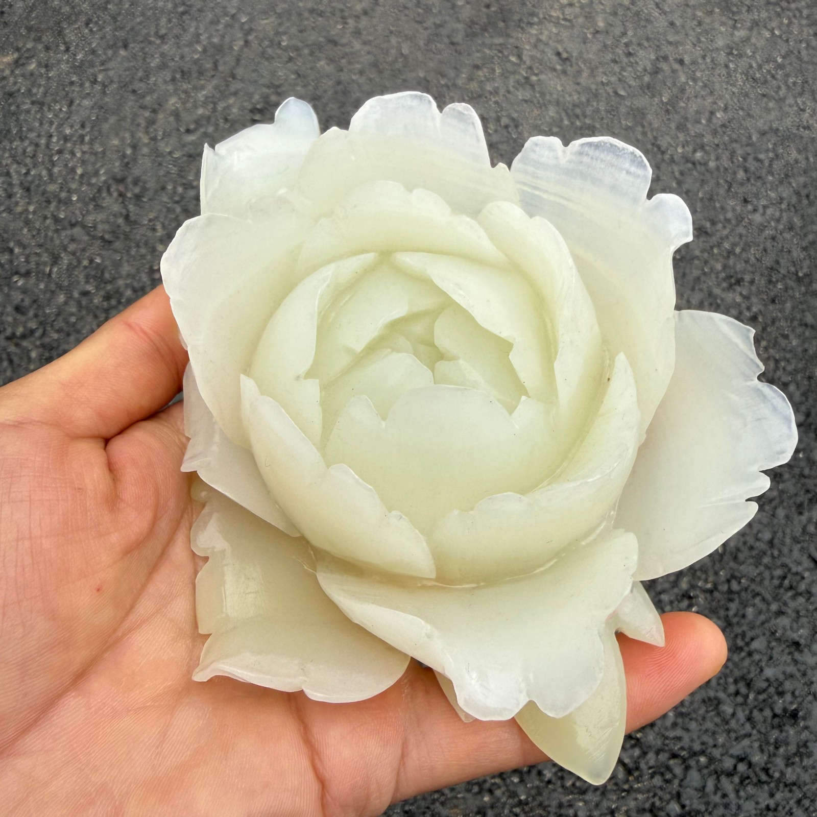 1LB Natural Afghan jade Quartz Carved Flower Crystal Reiki Healing Decor Gift1pc