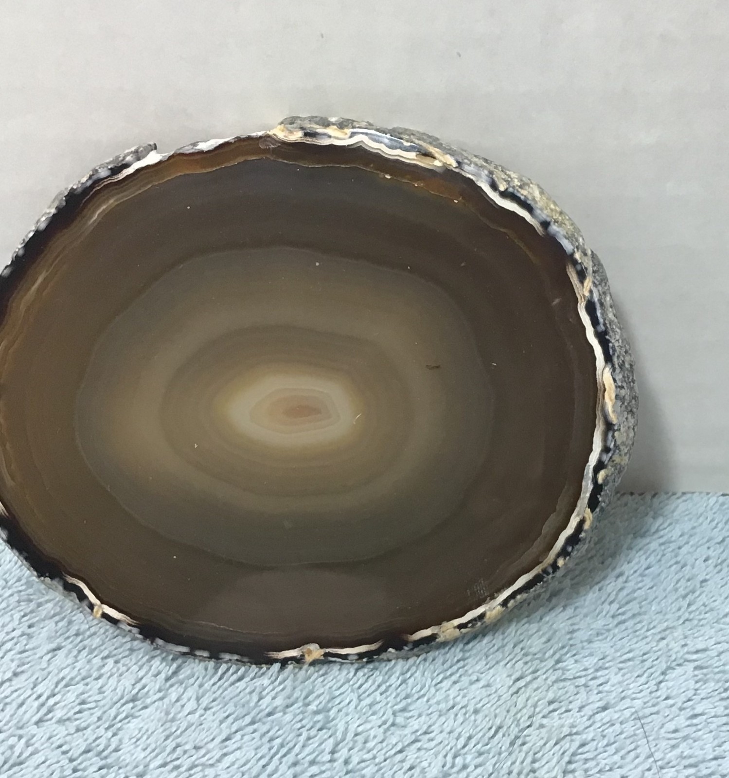Brazilian Agate Slice Gemstone Opaque With Pink Orange Yellow Tan