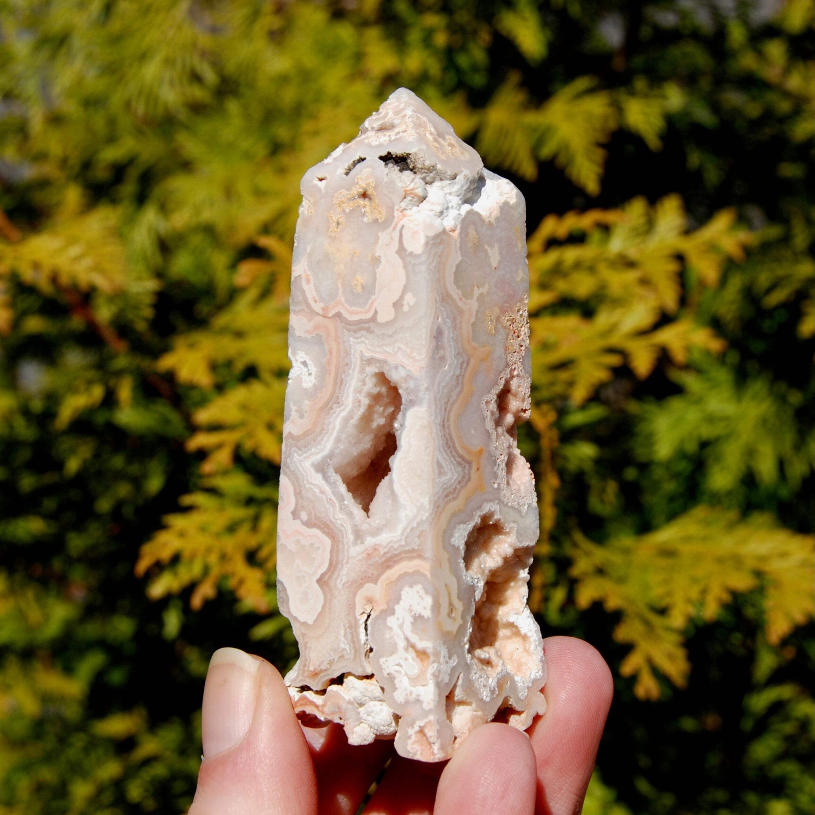 3.75in 119g PINK Crazy Lace Agate Druzy Crystal Tower, Indonesia