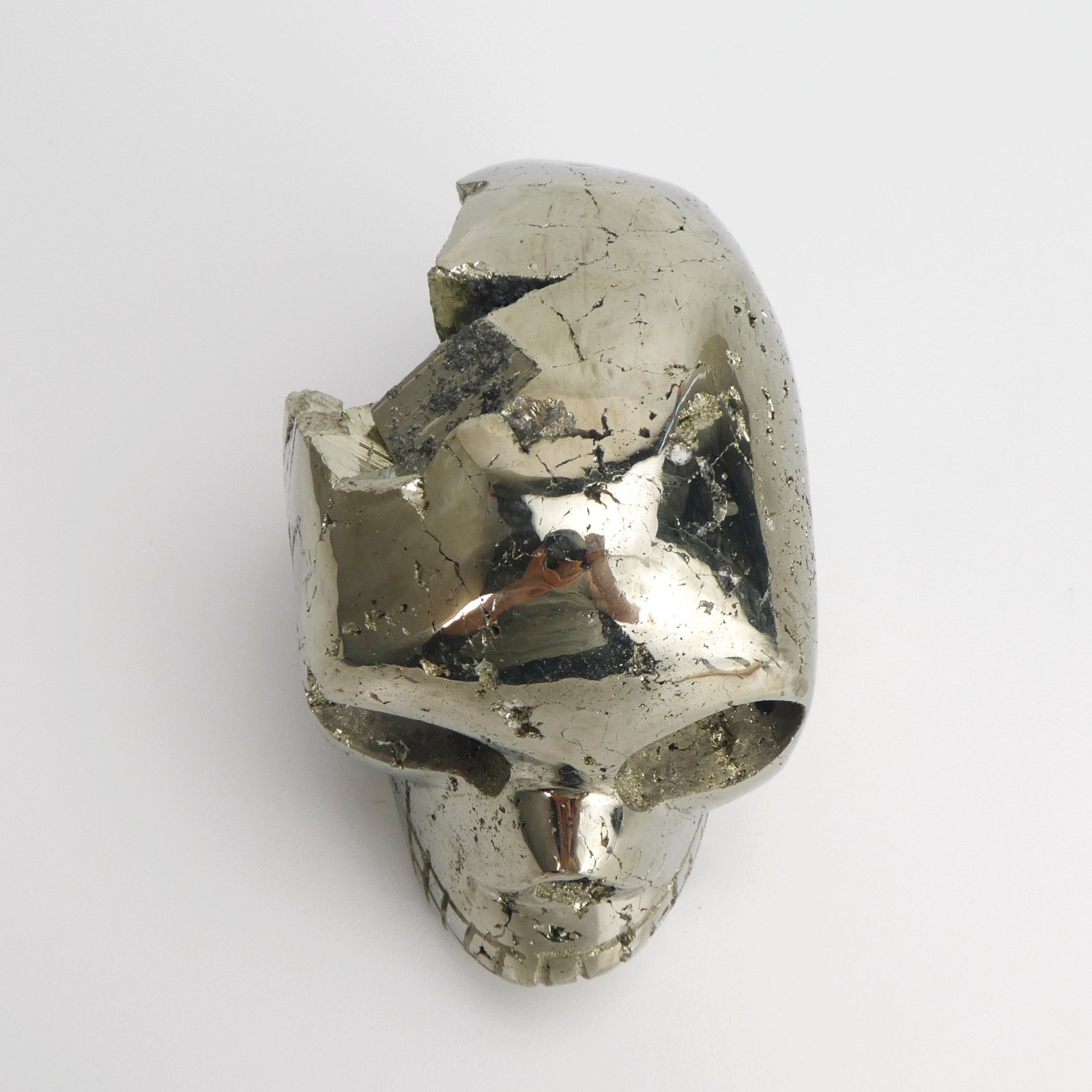 3.75″ 2lb Pyrite Skull from Peru Hand Carved Polished Natural Crystal Exposure