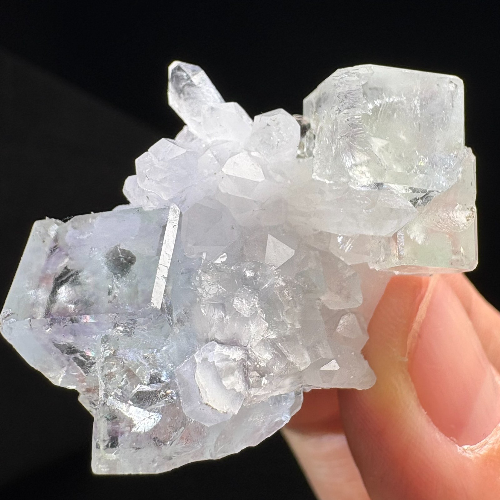 Natural Water-Clear Fluorite w/ Quartz Rare Specimen Raw Mineral w/ Acrylic Base