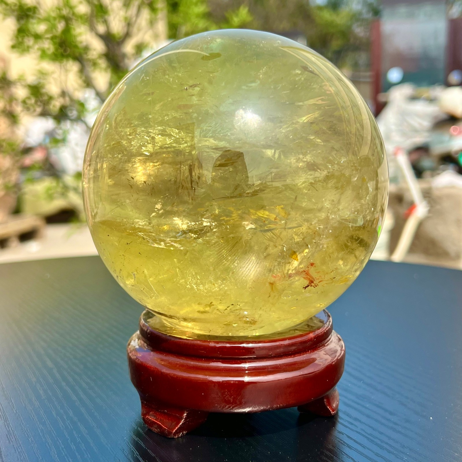 5LB Top Natural Citrine Sphere Quartz Crystals Reiki Ball Gems Decorate Gift