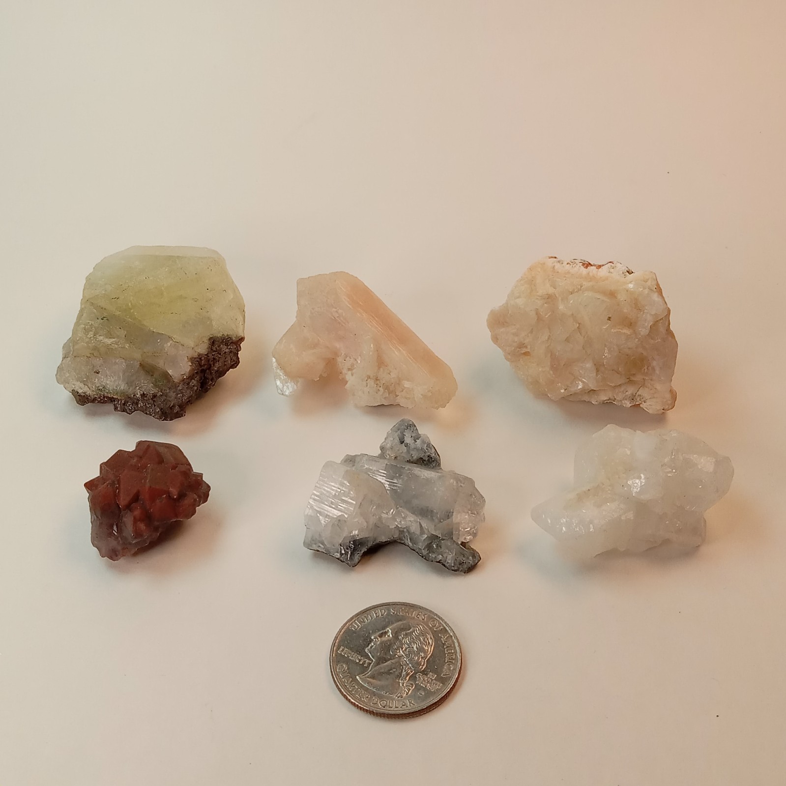Mixed Mineral Specimen Lot 6pc Stilbite Green Apophyllite Amethyst India I14
