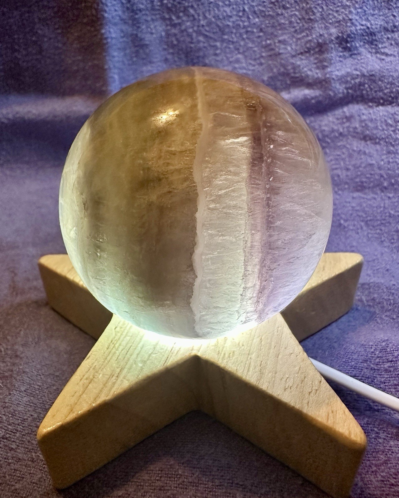 Fantastic Fluorite Crystal Sphere With Banding With Light Stand Free Shipping