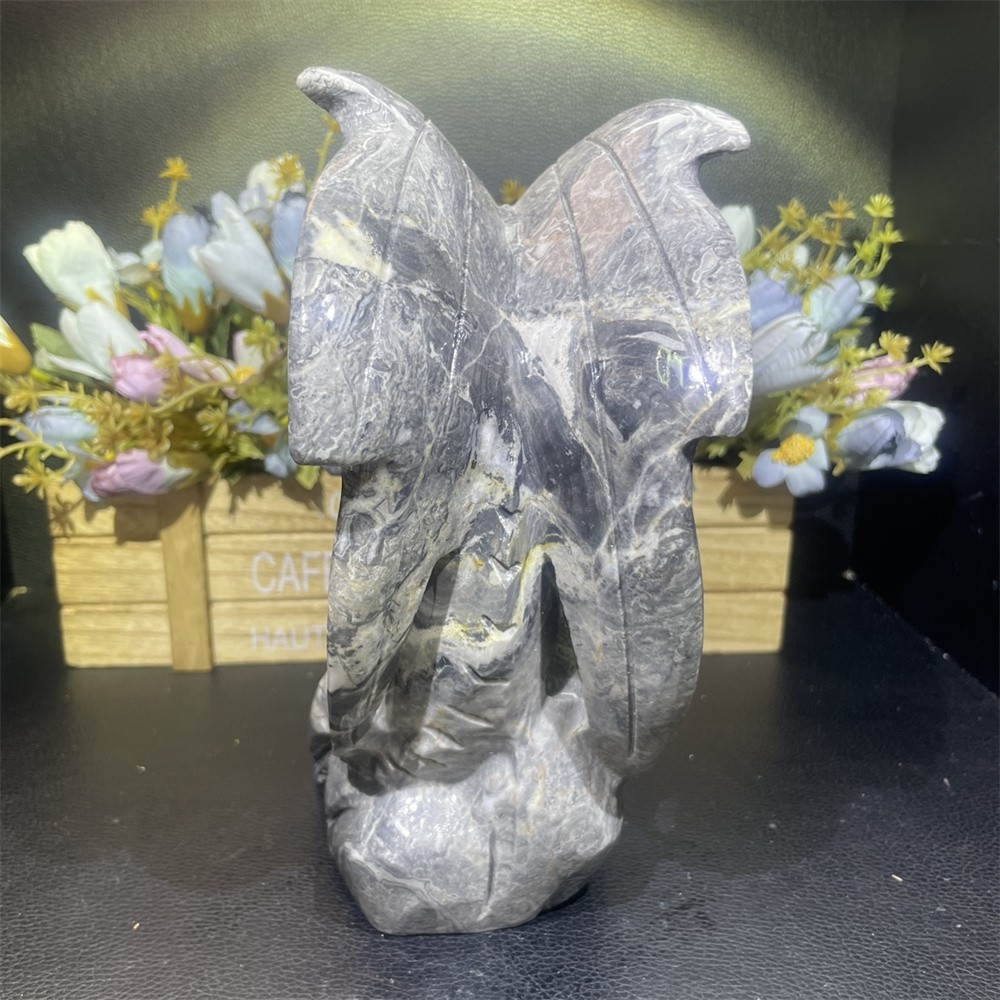 6.1LB 7.4″ Natural Picasso Jasper Flying Dragon Carved Crystal Quartz Energy