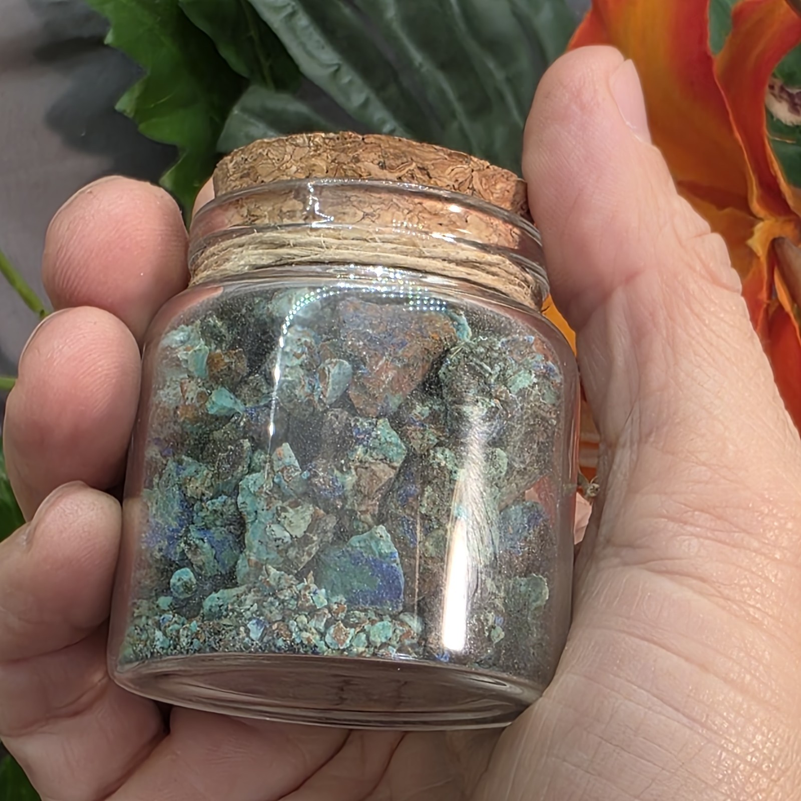 Arizona Copper Ore Specimen Jar | Azurite, Chrysocolla, Malachite