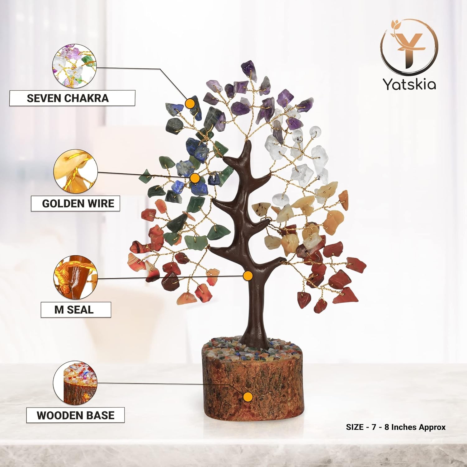 Seven Chakra Tree Of Life Crystal Tree, Crystals And Healing Stones, Feng Shui..