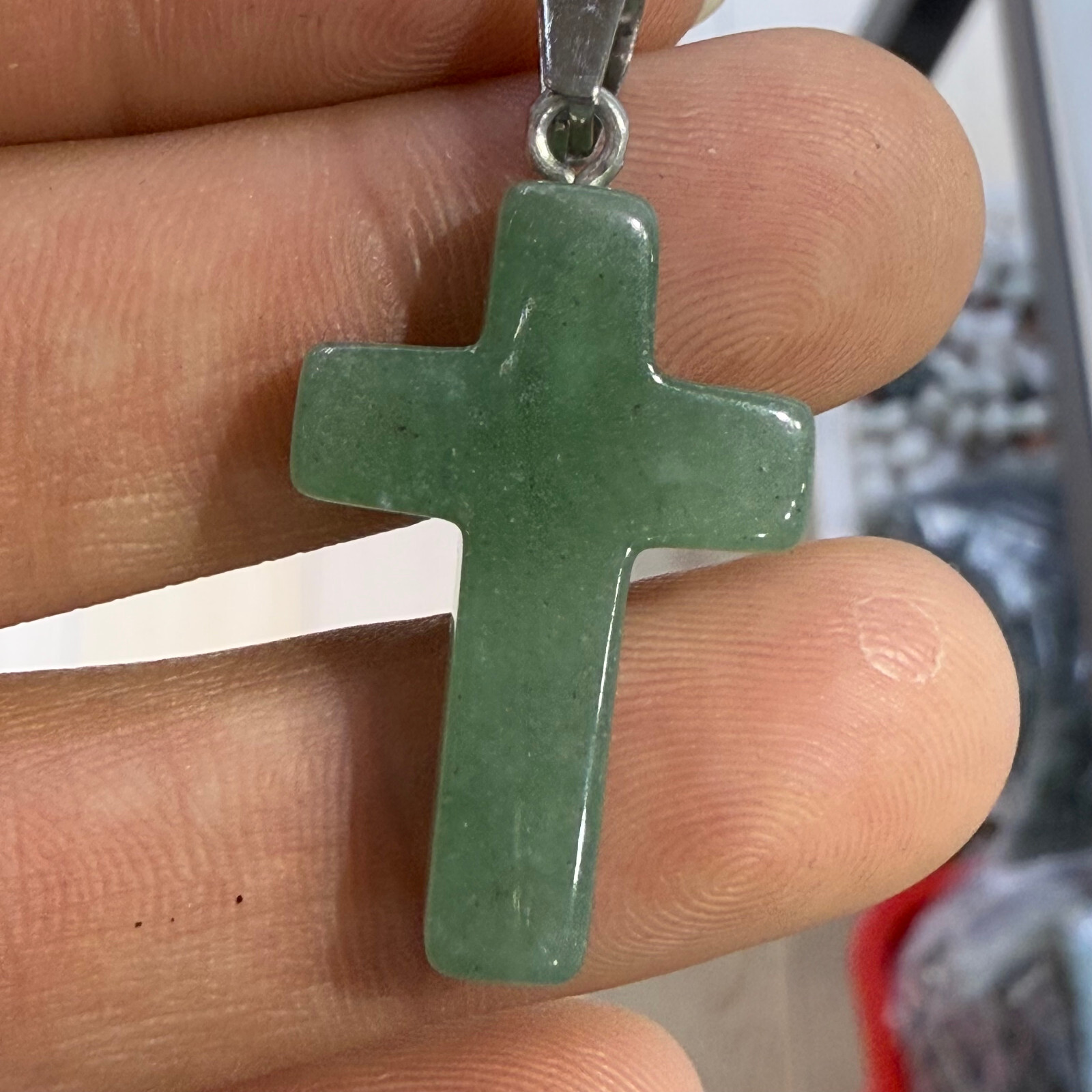5pc Natural Green East Mausoleum cross Reiki Healing pendant