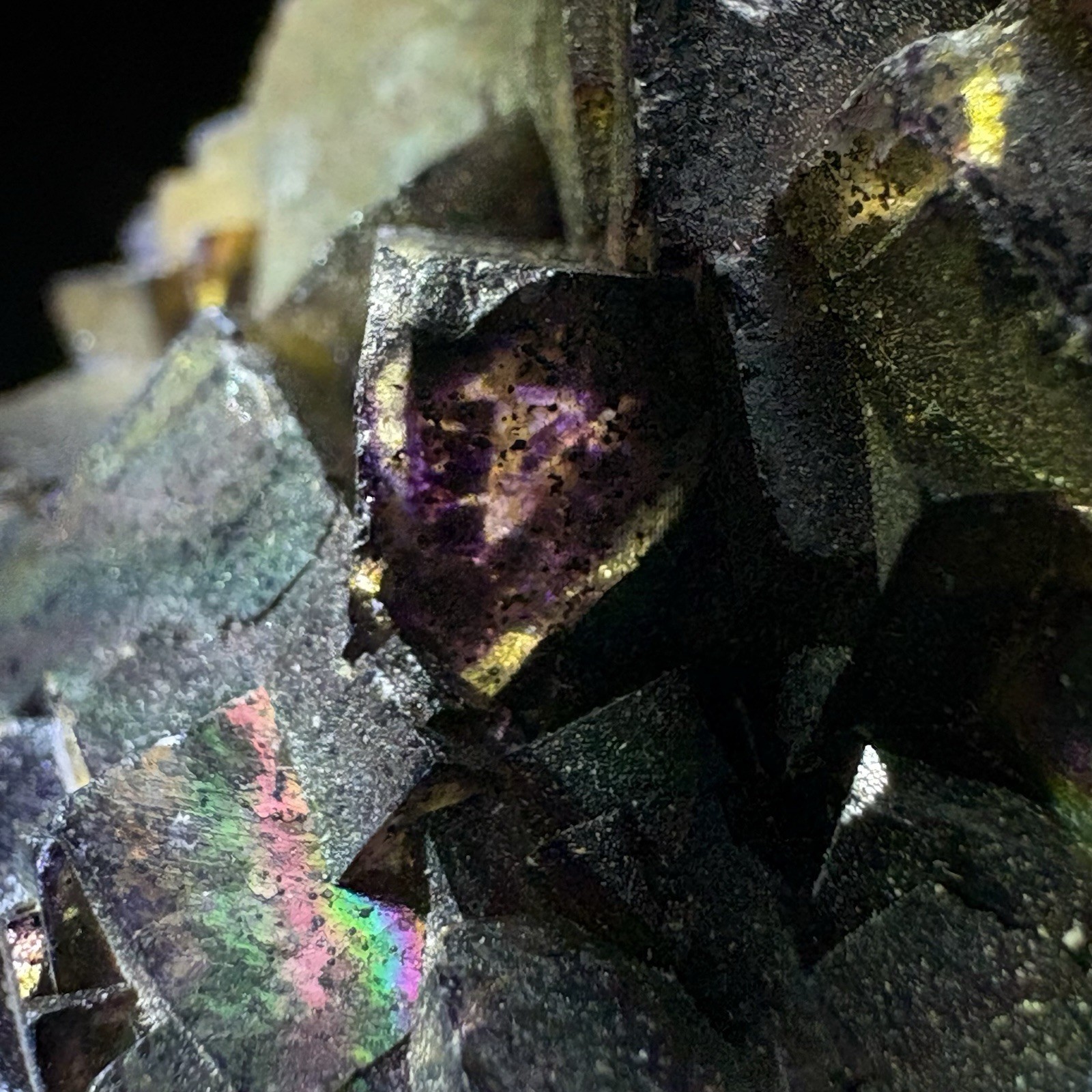 Natural Phantom Fluorite with Rainbow Iridescence Specimen Raw Mineral China A88