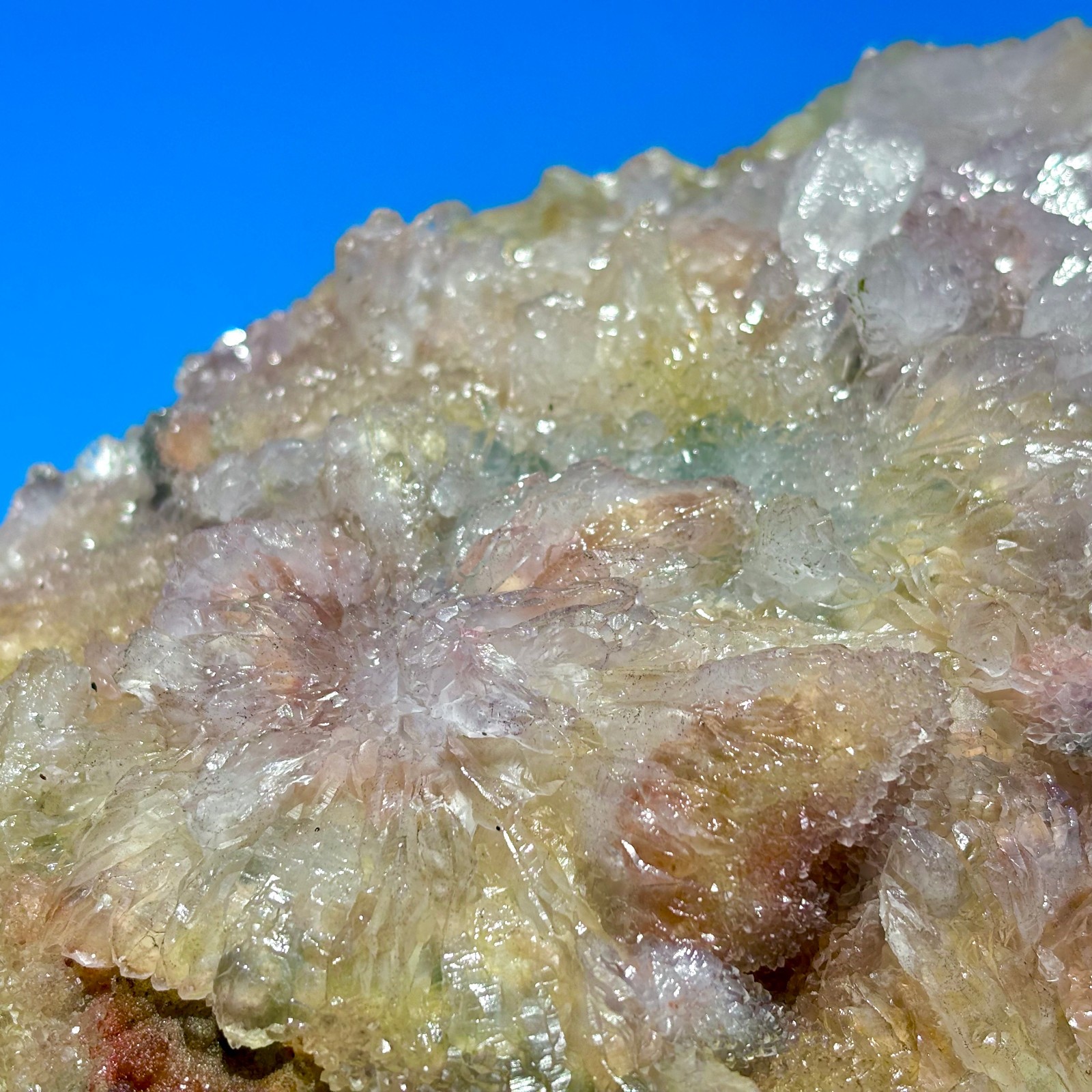 2.08LB Rare Natural Transparent Sunflower Fluorite Mineral Crystal Sample/China