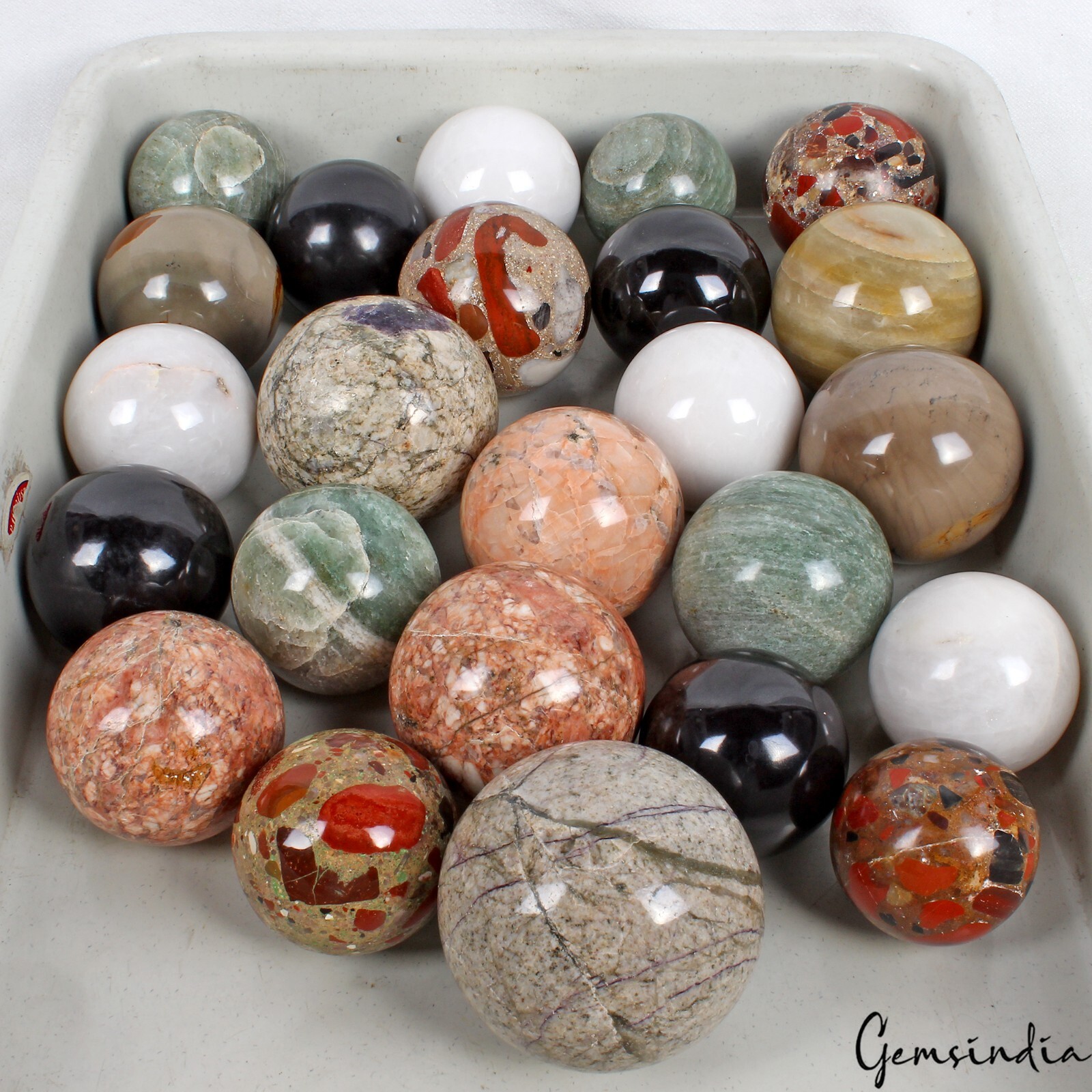 7 Kilo Natural Multi Gemstones Crystal Healing Ball /Sphere Wholesale Lot~ 24 Pc