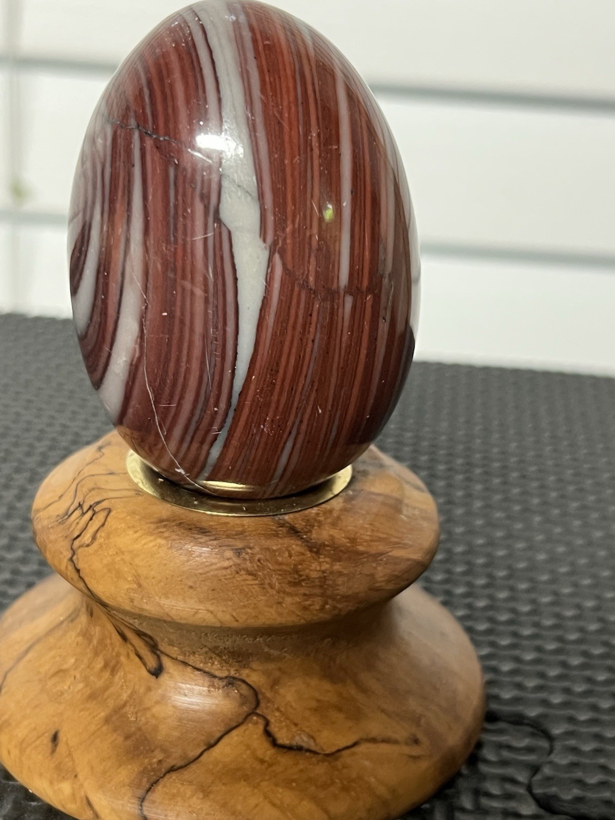 Polished Imperial Jasper Stone Egg. 2 1/2 in High, 1 3/4 in Wide. Preowned.