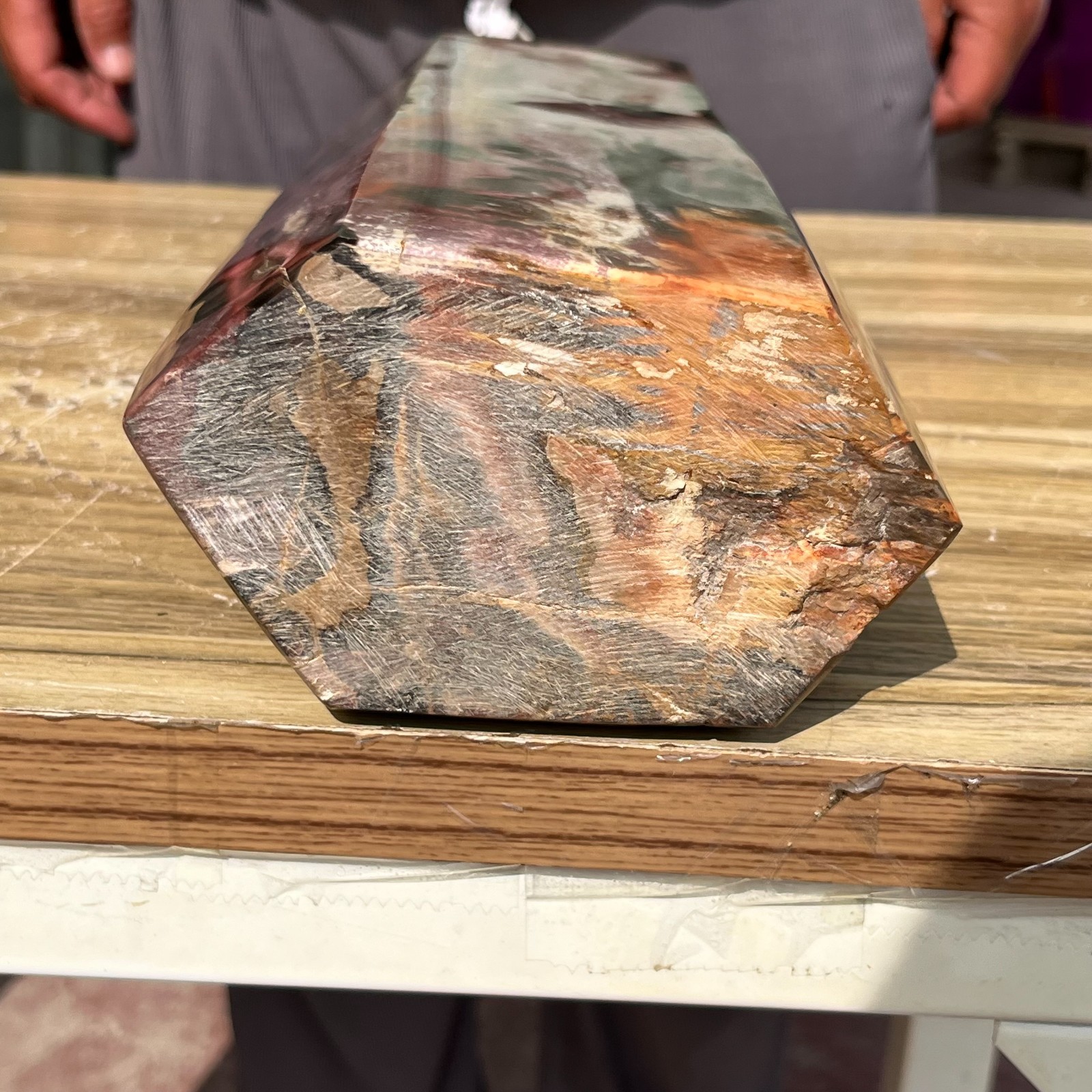 16.98LB Large Natural Polished Petrified Wood Obelisk Tower Crystal Reiki Decor