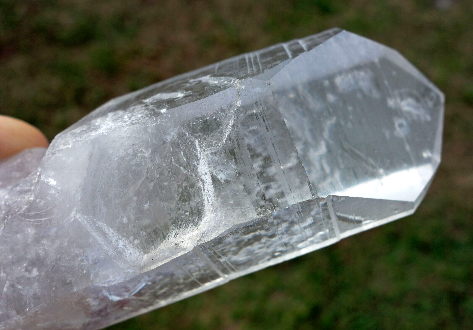 Rare OLD SOUL LEMURIAN QUARTZ Clear Crystal Point with Cool Large Indented KEYS
