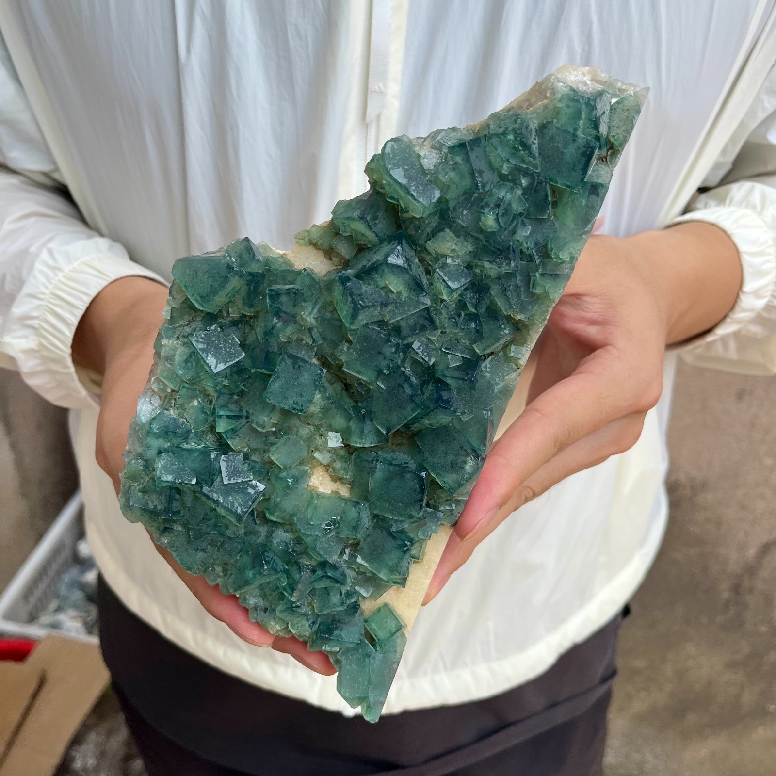 2.4lb NATURAL Green Cube FLUORITE Quartz Crystal Cluster Mineral Specimen