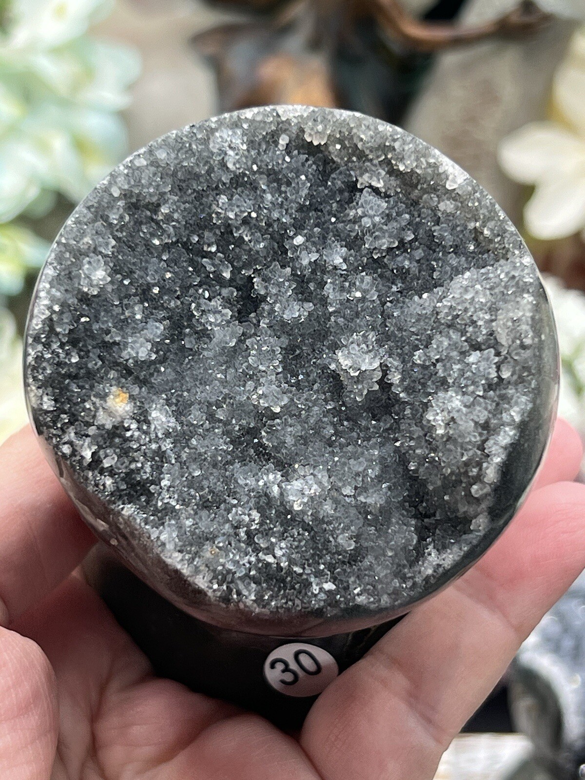 Natural Sugar Druzy Amethyst Geode Carved standing Spheres L@@K Free ship & Gift