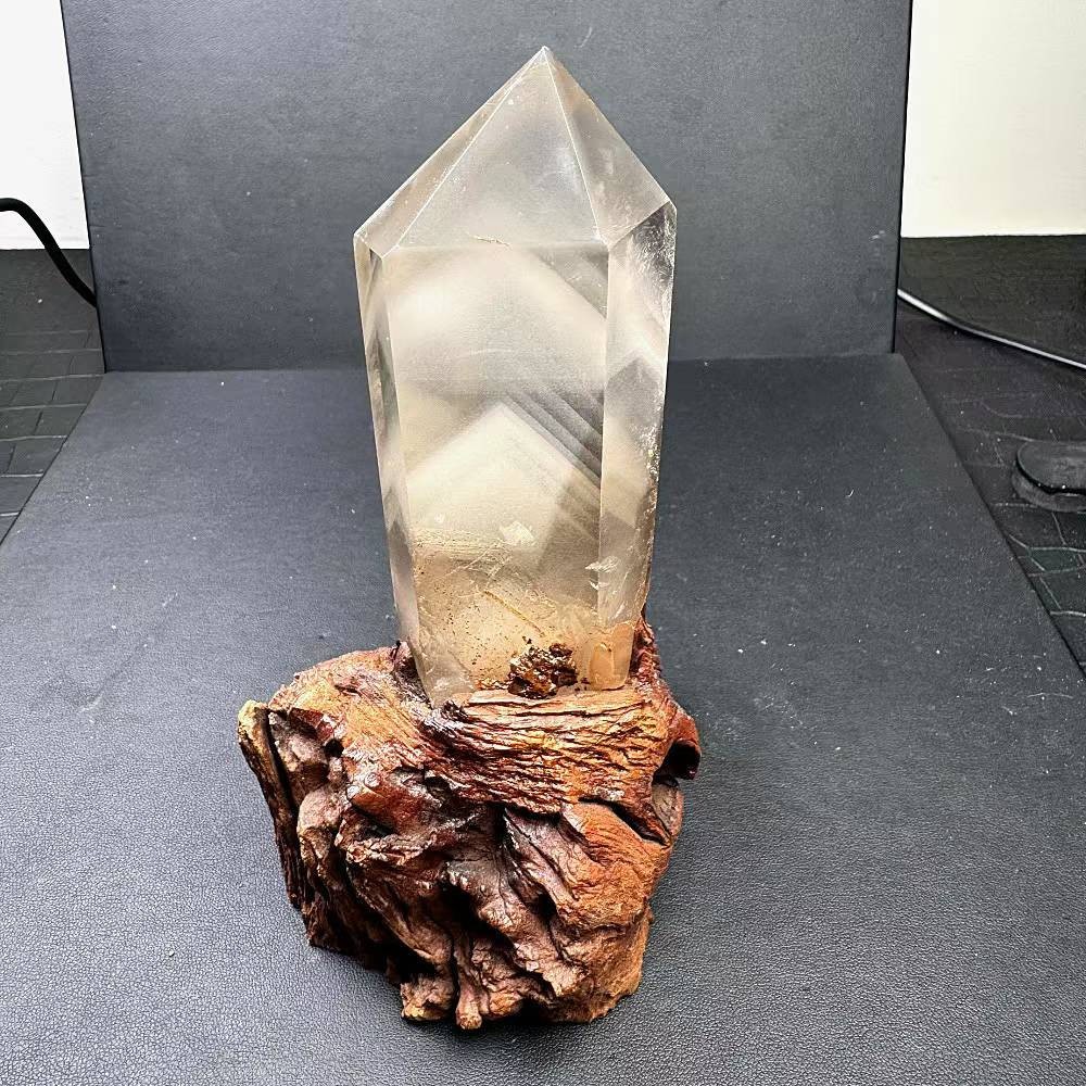 1.26LB Natural Quartz Obelisk Crystal Tower Point Mineral Reiki Decor+ Stand