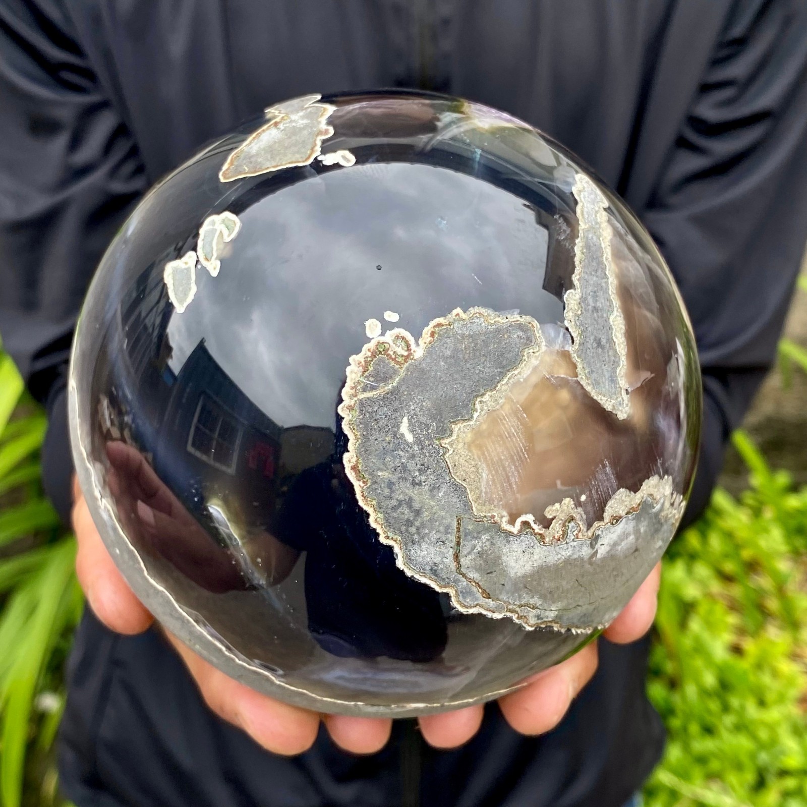 3.96LB Natural Amethyst Agate Ball Quartz Crystal Sphere reiki healing gem